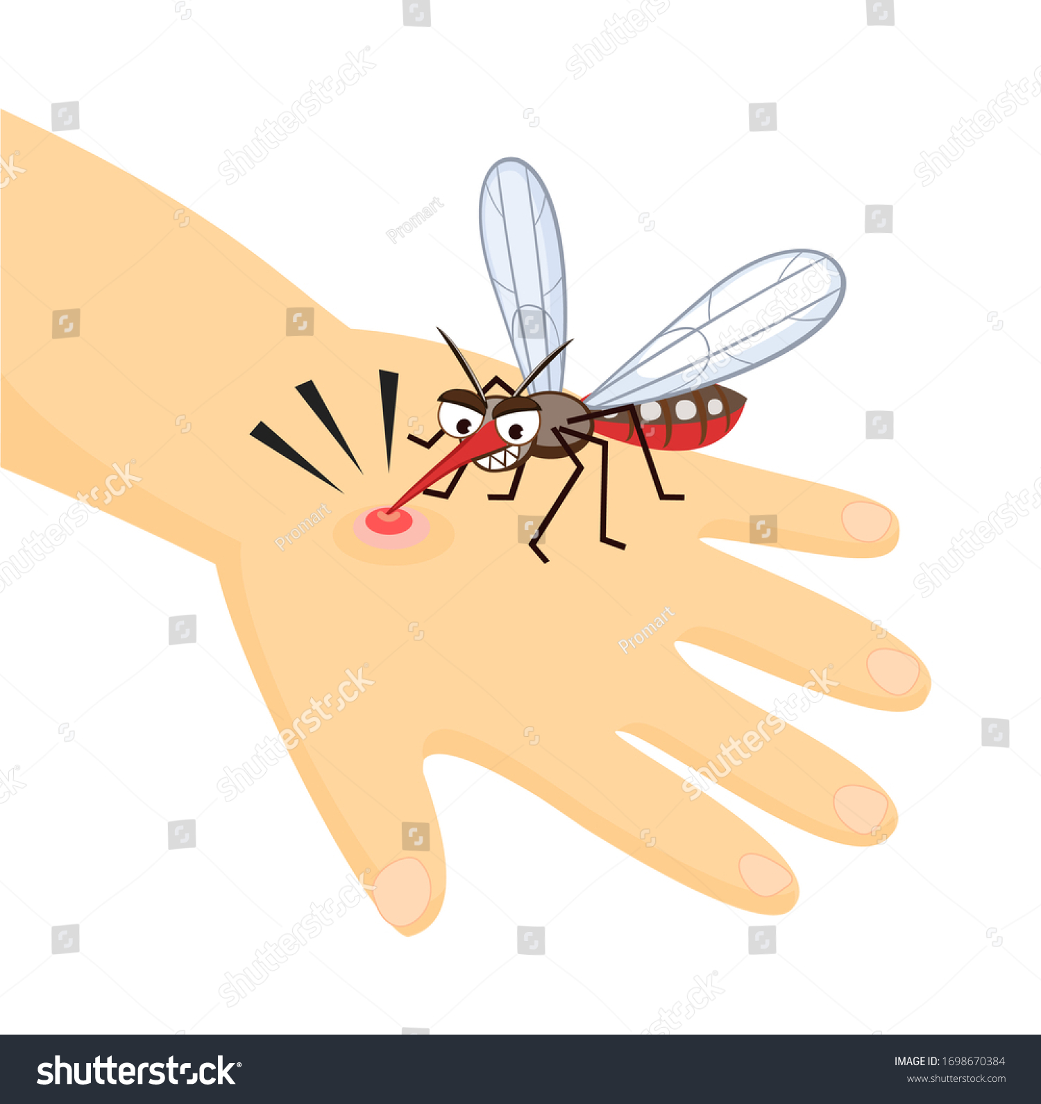 Mosquito Bite Hand Vector Stock Vector (Royalty Free) 1698670384