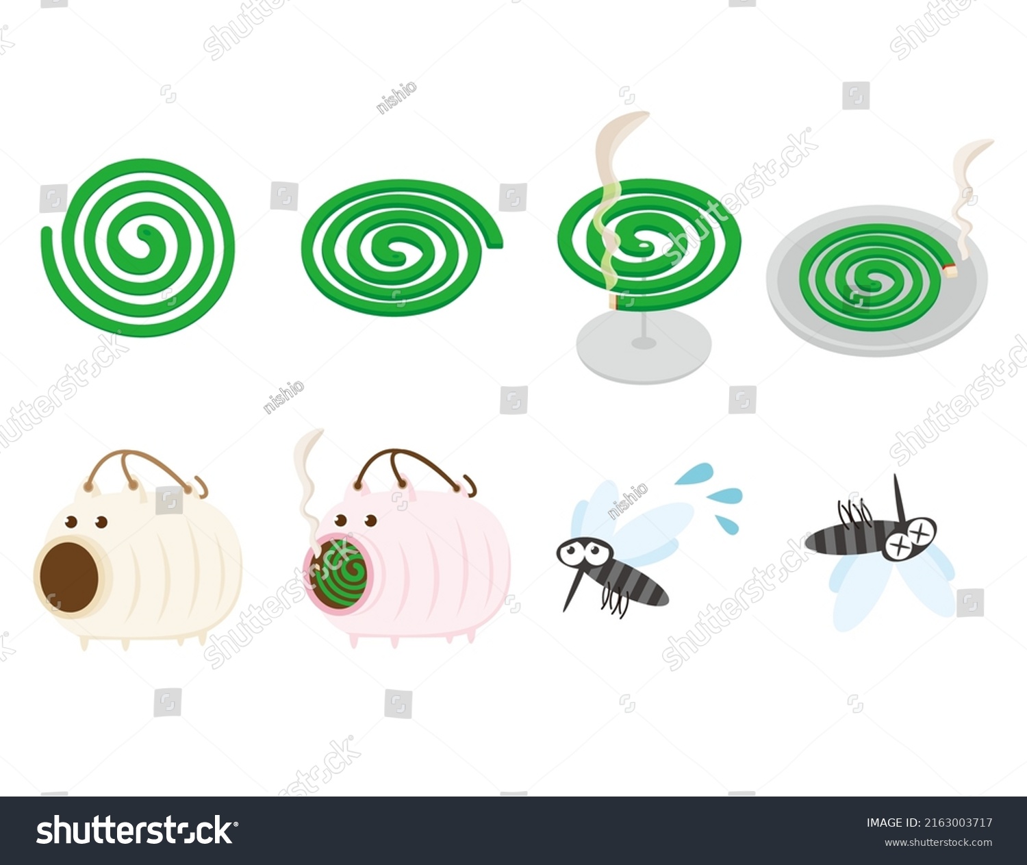 SVG of Mosquito coil holder in the shape of a pig made of ceramic .　Vector illustration icon set. svg