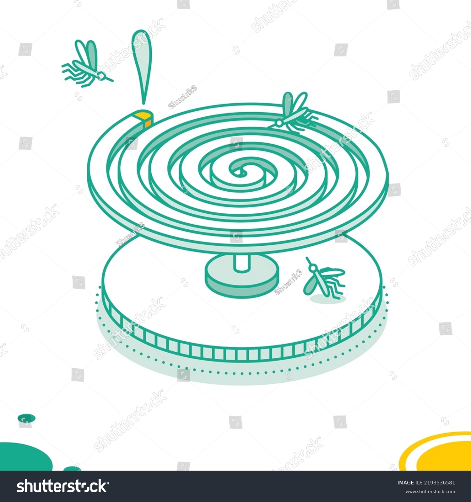 SVG of Mosquito Coil with Mosquitoes Isolated on White Background. Vector Illustration. Isometric Outline Object. svg