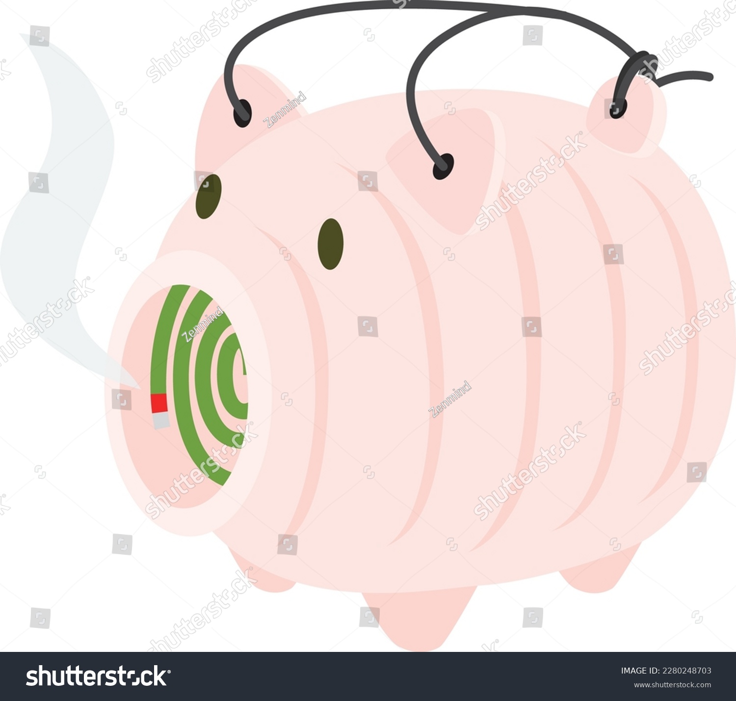 SVG of Mosquito collecting pig. Vector illustration of pig-shaped mosquito coil holder. svg