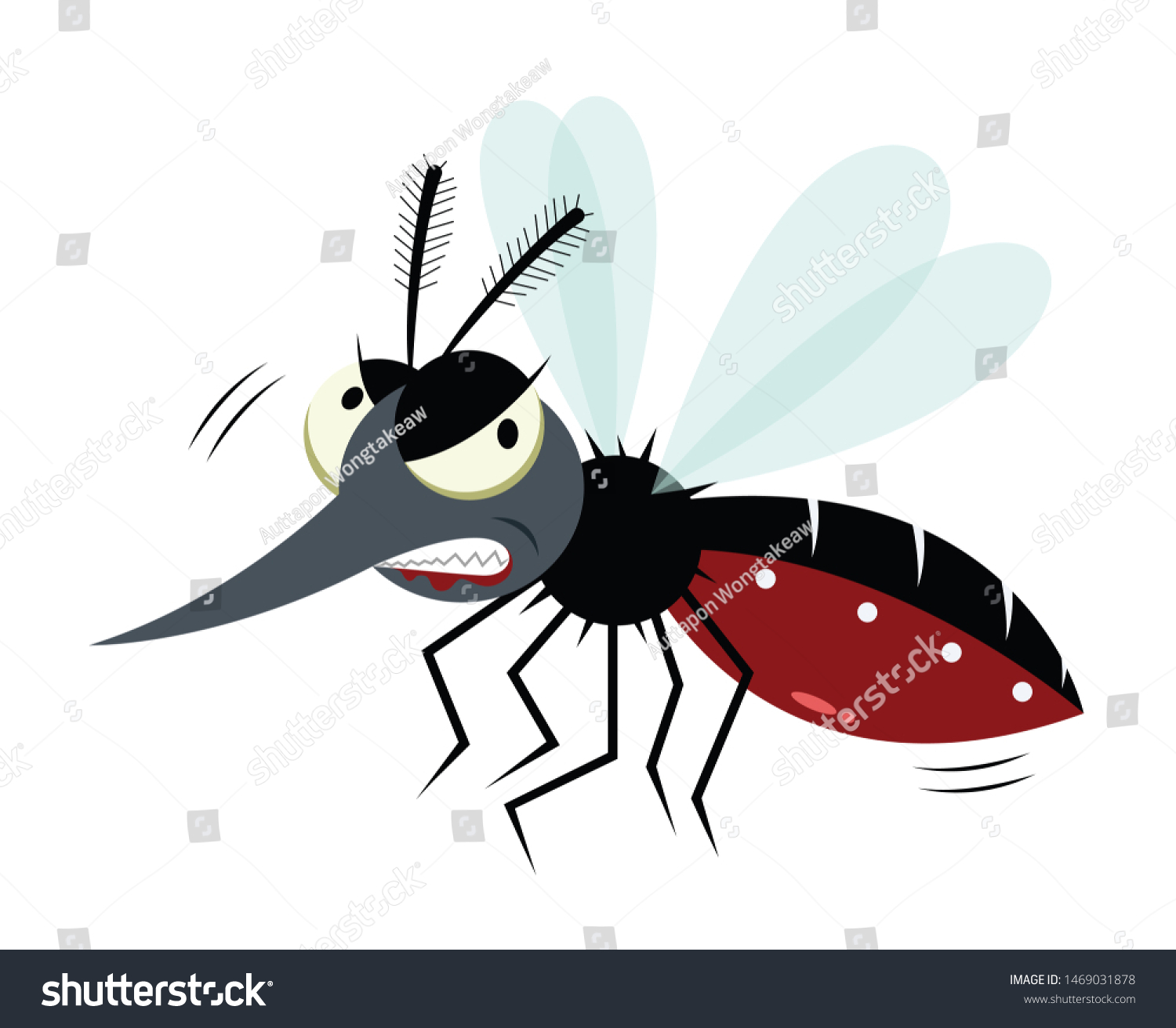 Mosquito Flat Cartoon Character Design Stock Vector (Royalty Free ...