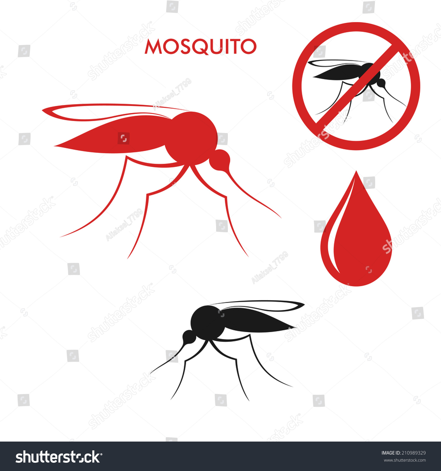 Mosquito. Isolated Icons On White Background Stock Vector Illustration ...