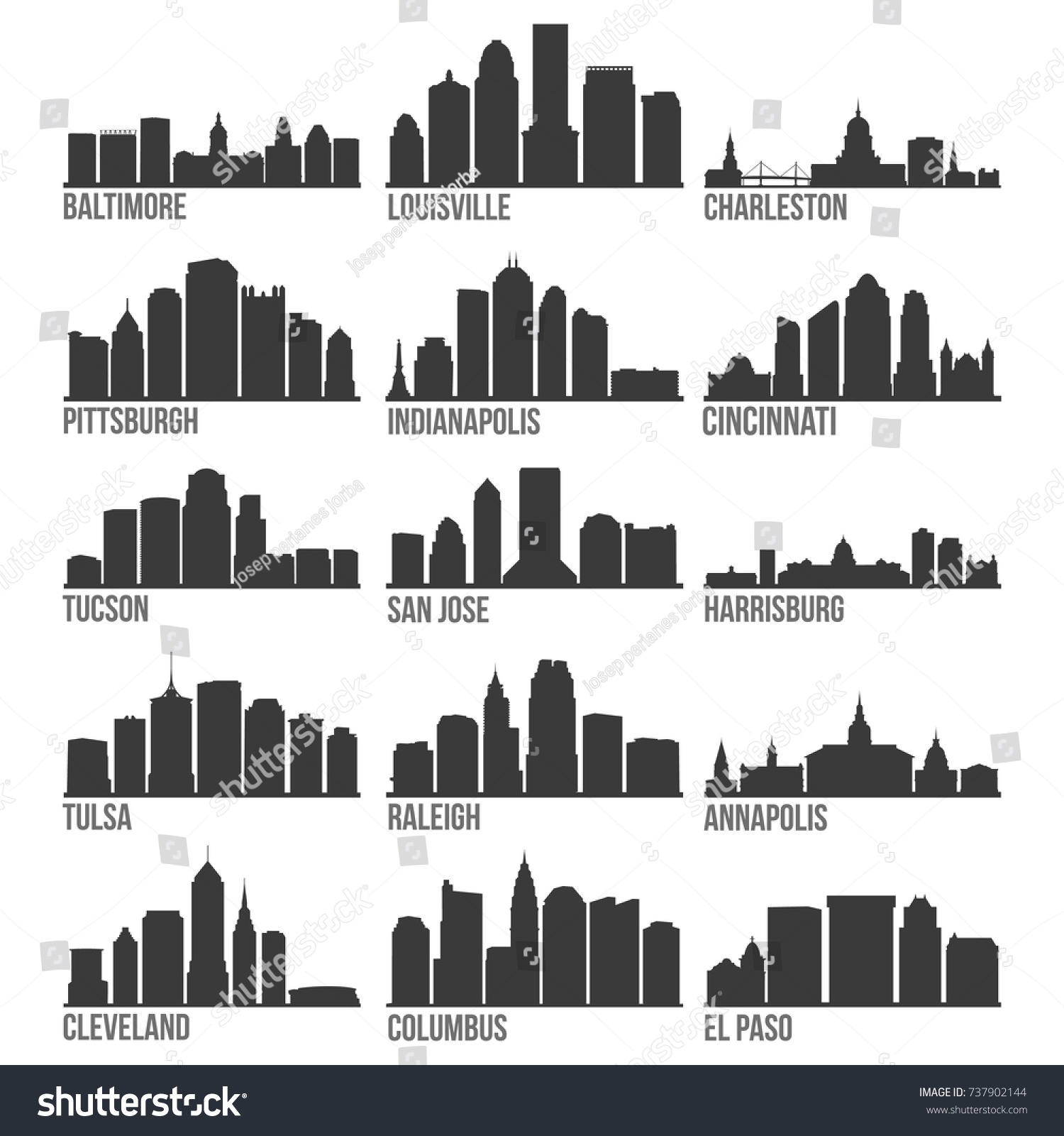 Most Famous Usa Cities Skyline City Stock Vector (Royalty Free ...