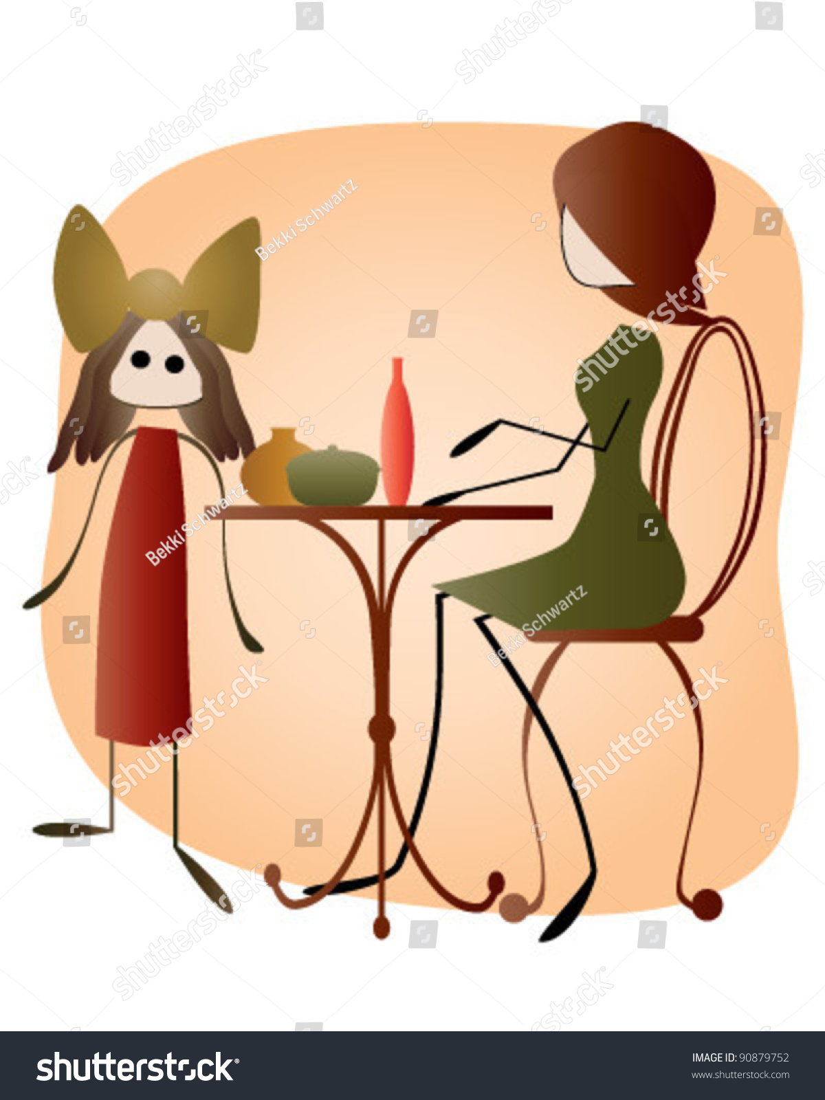 Mother Daughter Cafe Stock Vector Royalty Free 90879752 Shutterstock