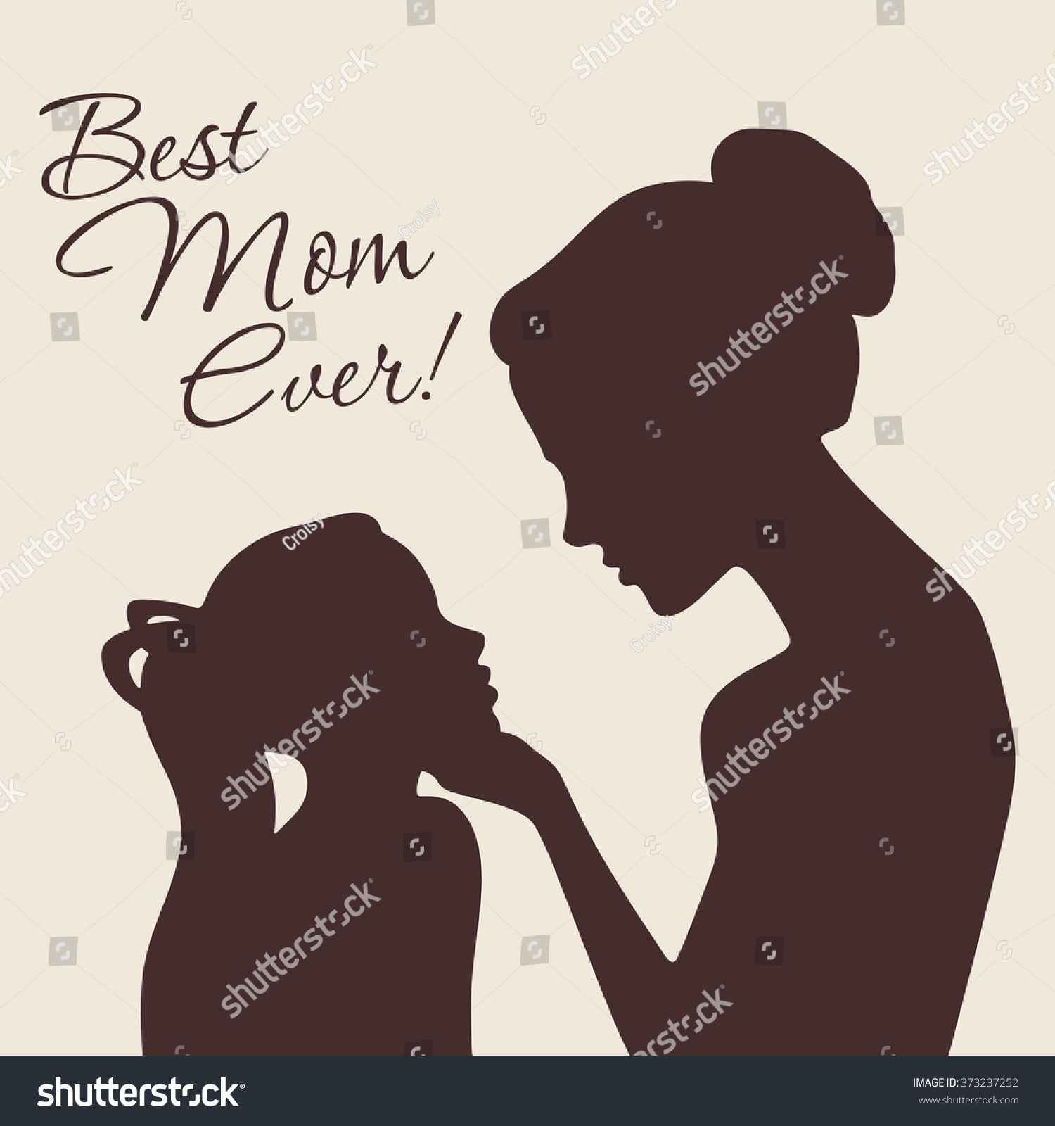 Mother Daughter Silhouettes Best Mom Ever Vector De Stock Libre De