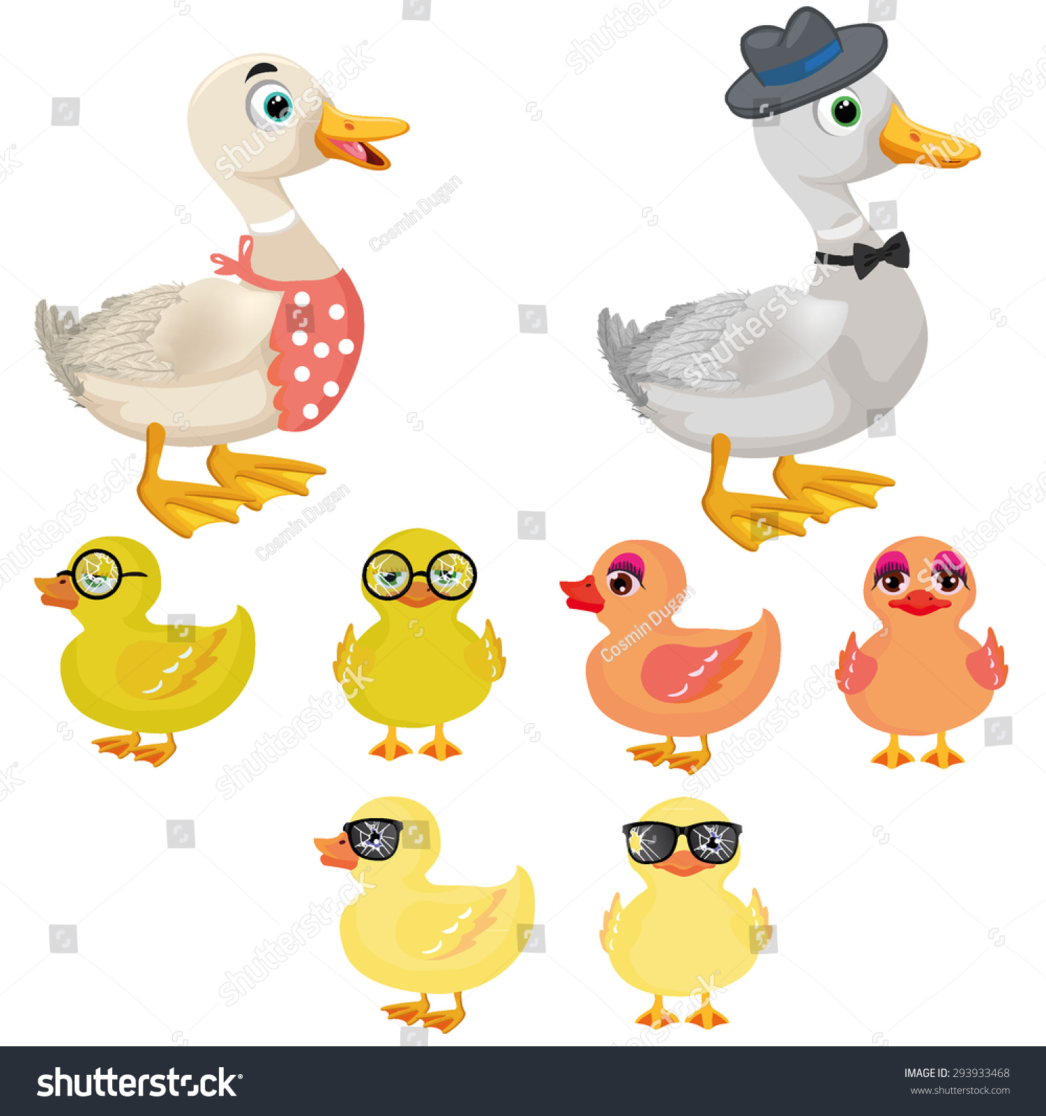 Mother And Father Duck With Duckings Stock Vector Illustration ...