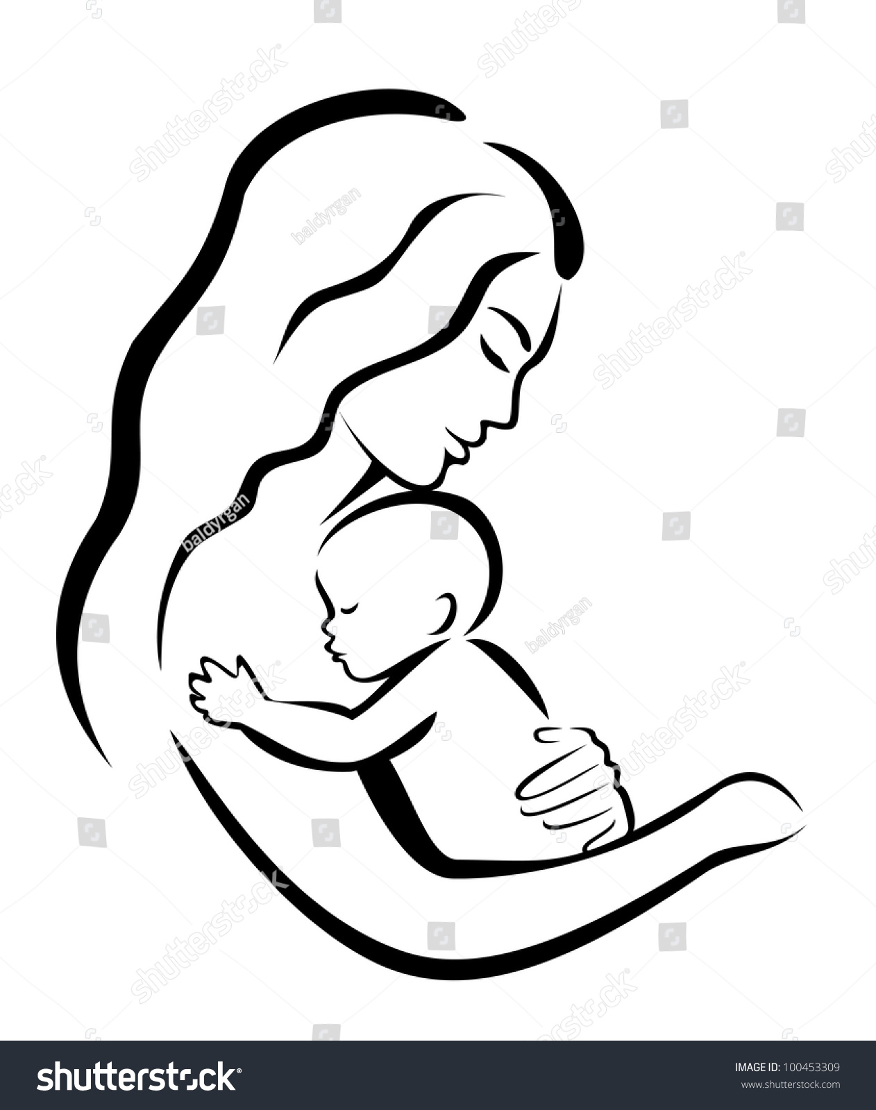 Mother And Her Baby Symbol, Vector Illustration - 100453309 : Shutterstock