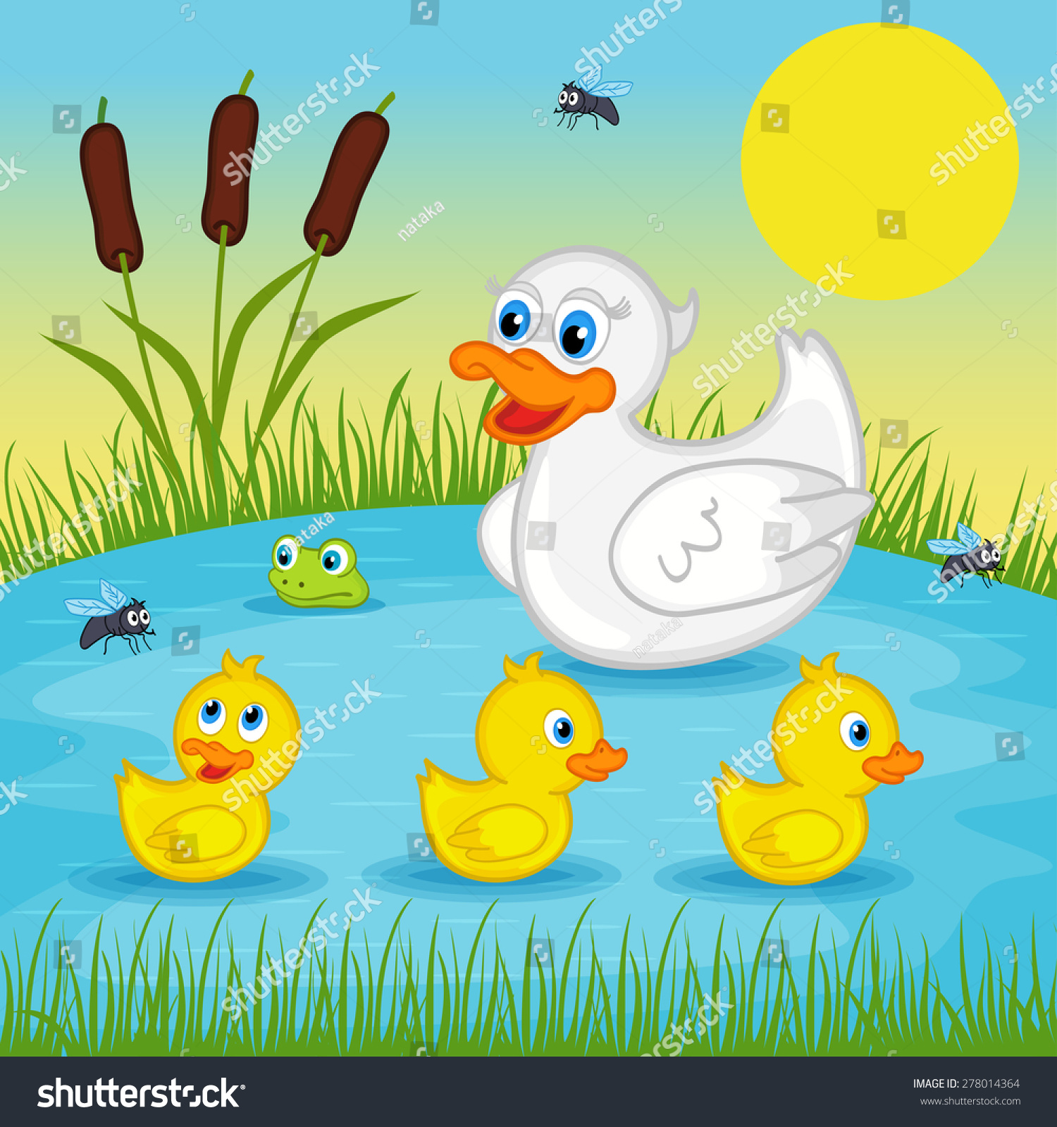 Download Mother Duck Ducklings On Lake Vector Stock Vector (Royalty ...