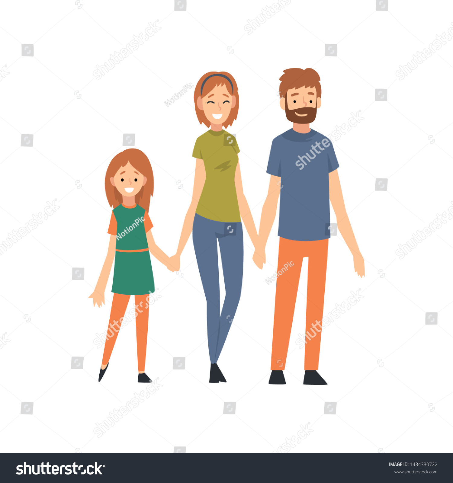 Mother Father Daughter Happy Family Child Stock Vector (Royalty Free ...