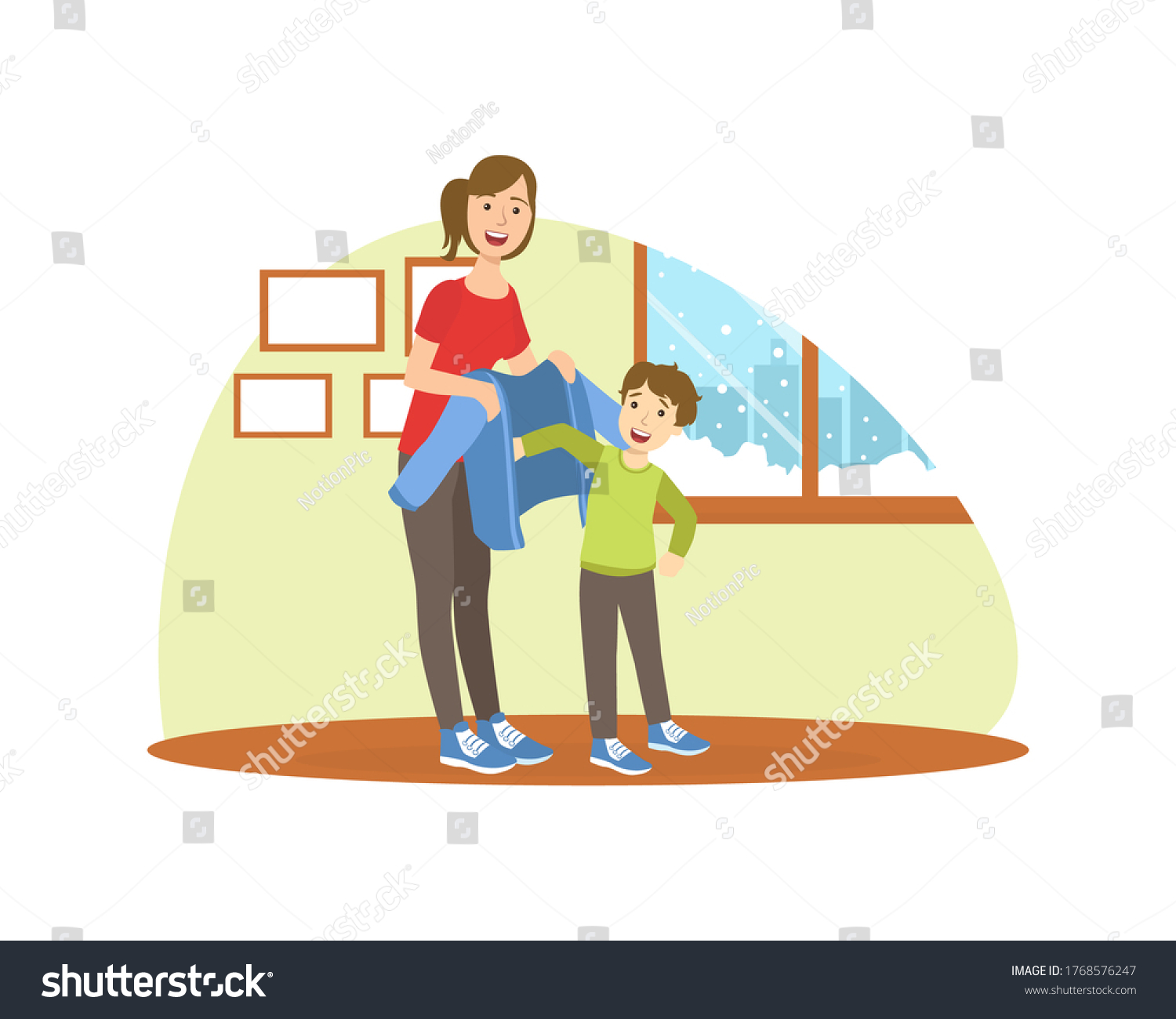 41 Help get dressed Stock Illustrations, Images & Vectors | Shutterstock