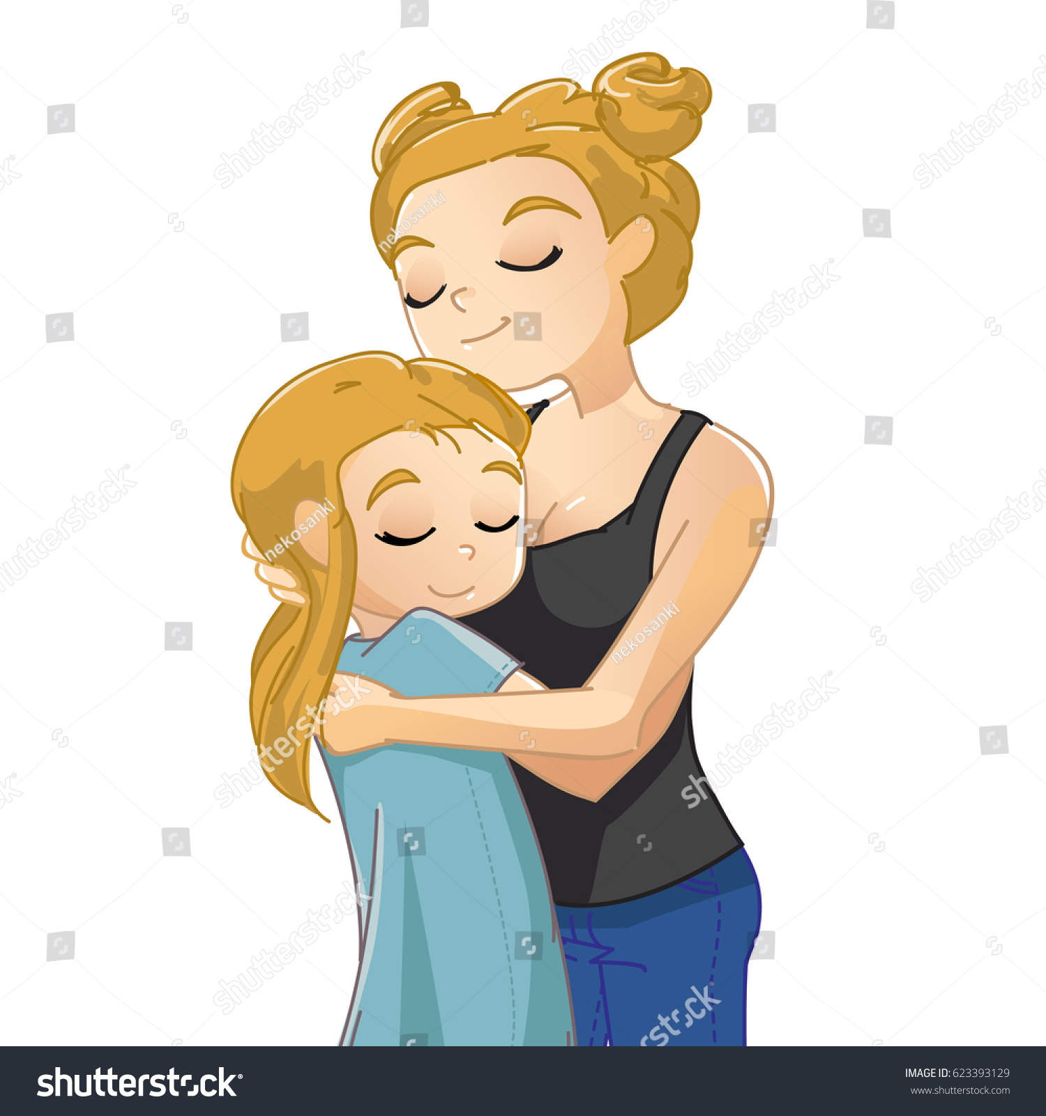Download Mother Hugging Her Daughter Illustration Mothers Stock ...