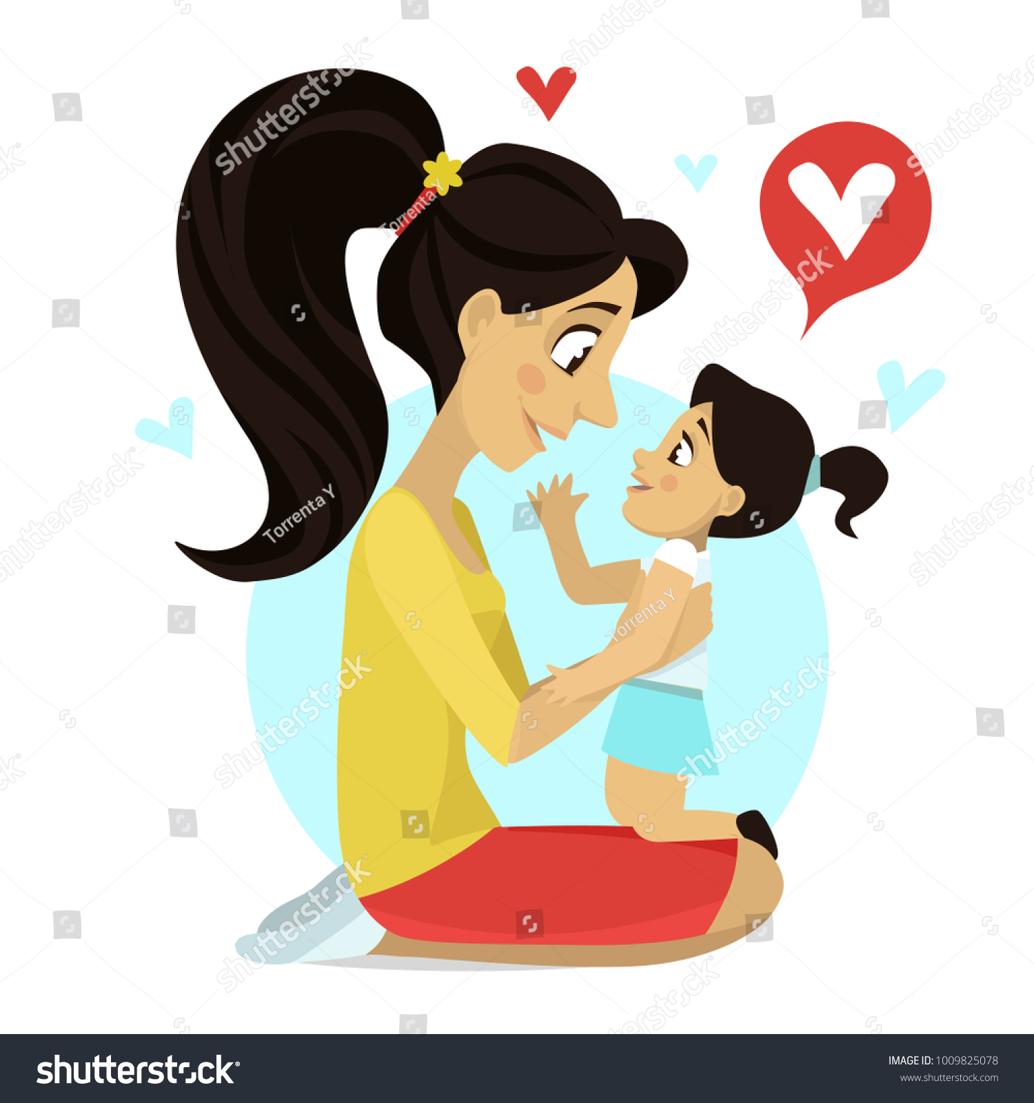 Mother Hugs Daughter Mothers Love Moms Vector De Stock Libre De