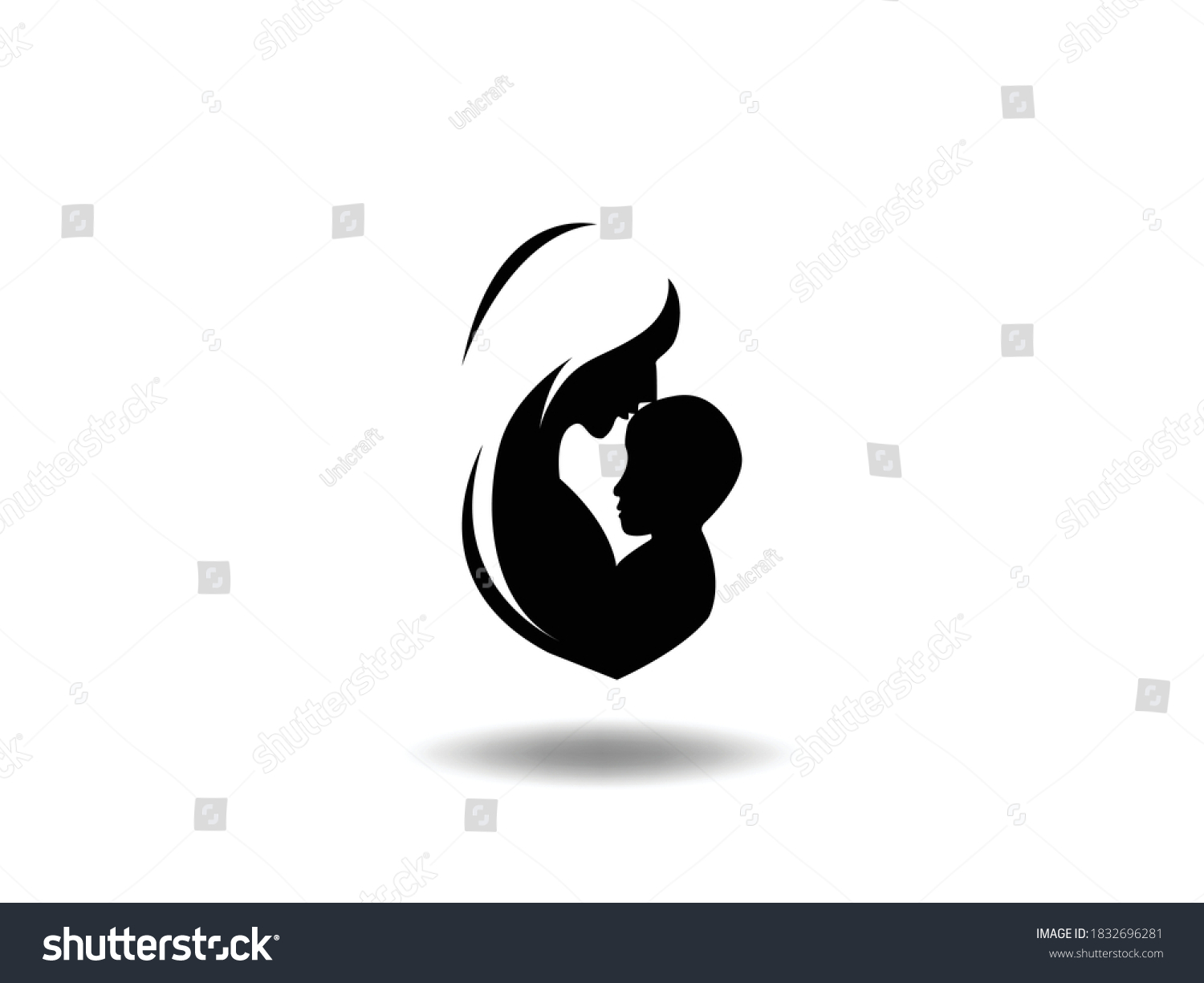 SVG of Mother Icon Vector illustration. mom and baby symbol. mother and baby silhouette, Medicine Clinic sign isolated on white background with shadow, Flat style for graphic and web design, logo. svg cut svg