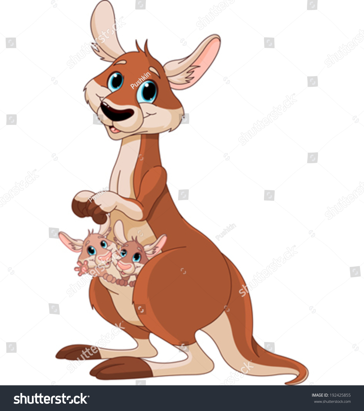 Mother Kangaroo Babies Her Pouch Stock Vector 192425855 - Shutterstock