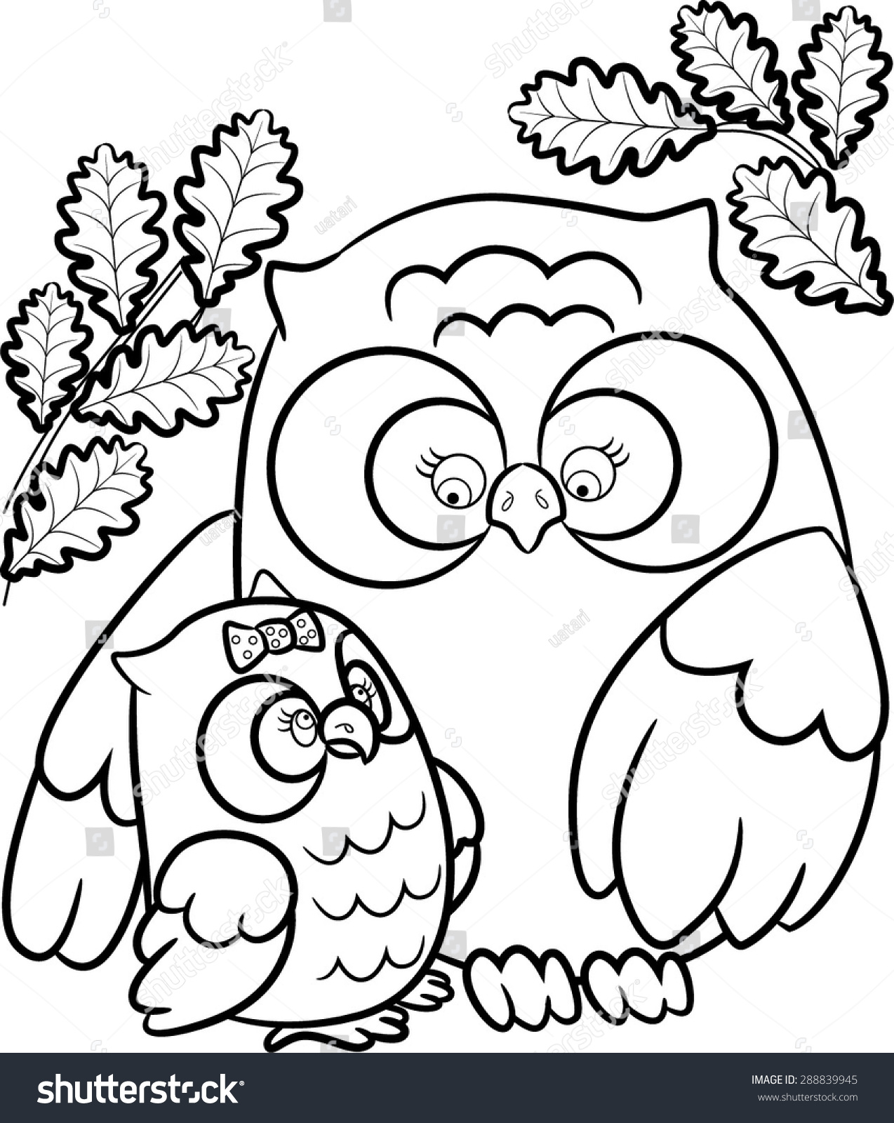 Download Mother Owl Baby Owl Stock Vector 288839945 - Shutterstock