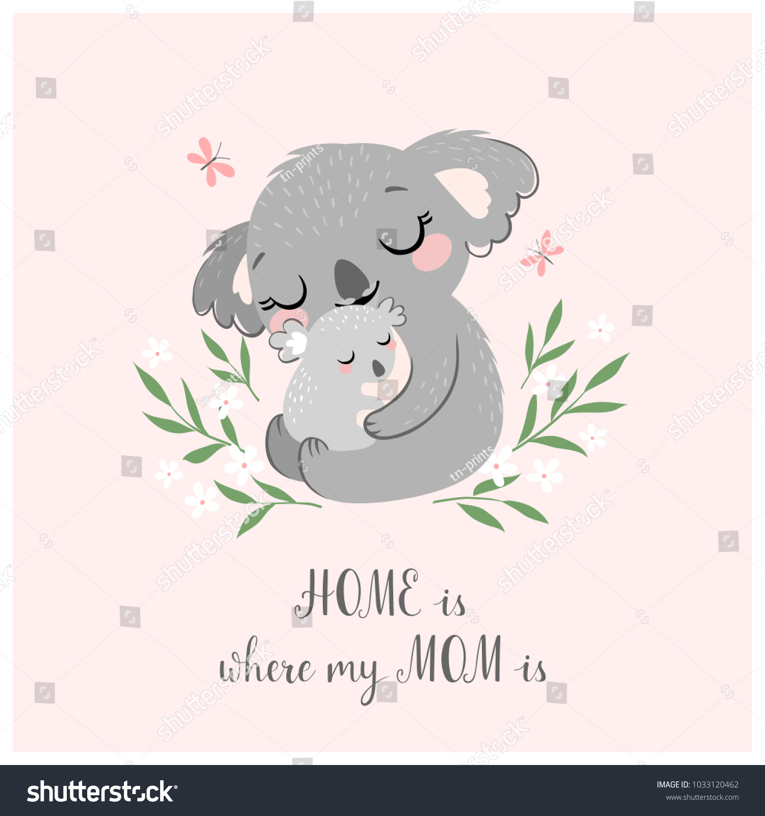 Mothers Day Greeting Card Poster Cute Stock Vector Royalty Free 1033120462