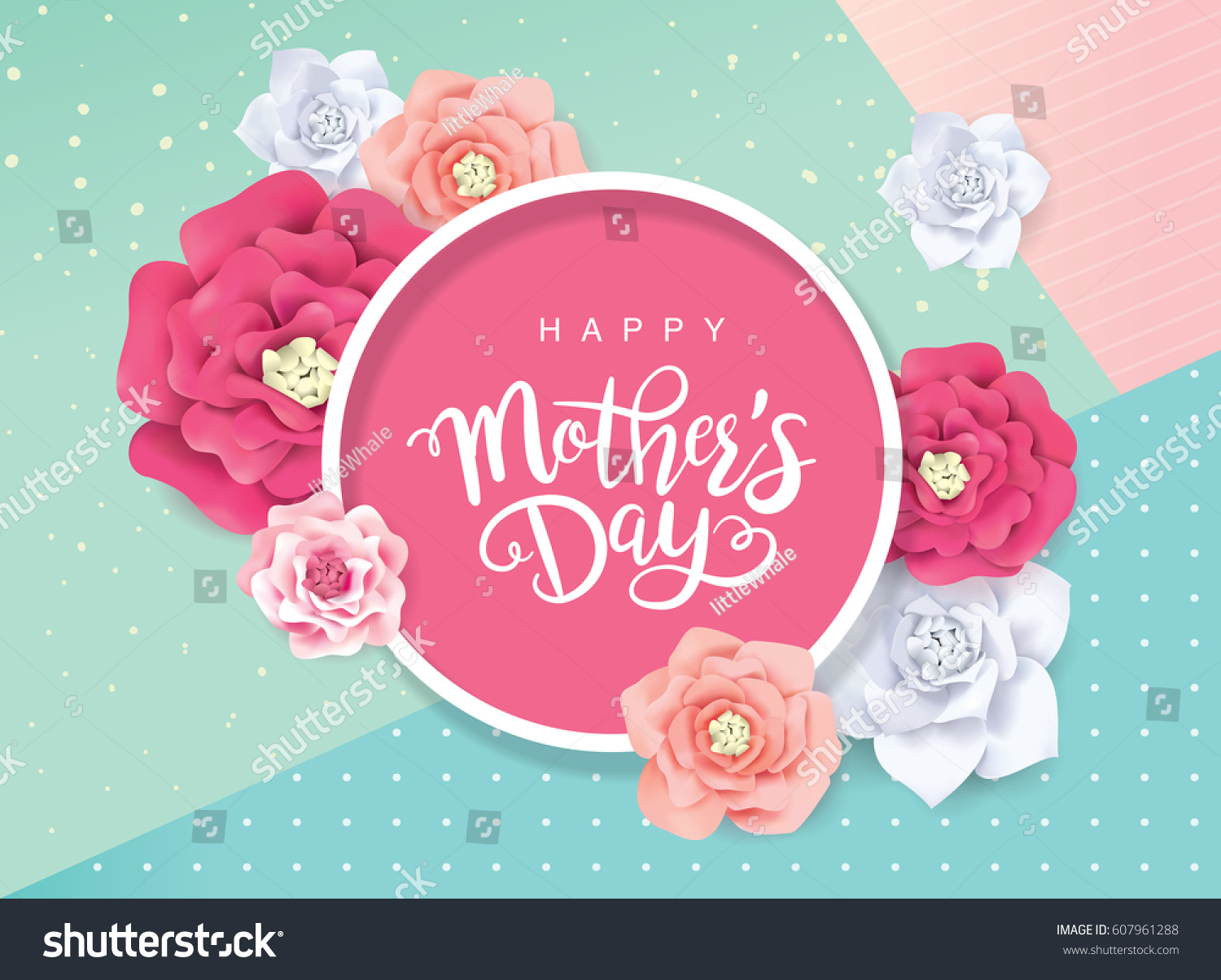 Mothers Day Greeting Card Blossom Flowers Stock Vector (Royalty Free ...