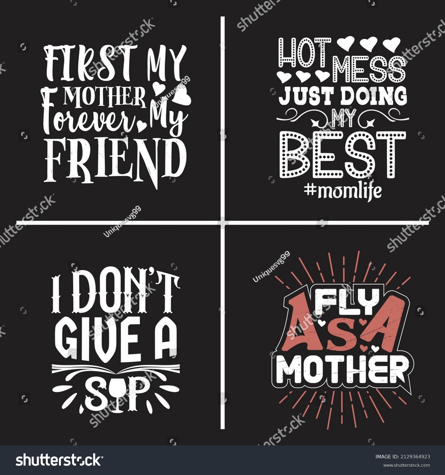 Mothers Day Quotes Design Bundle Vector Stock Vector (Royalty Free ...