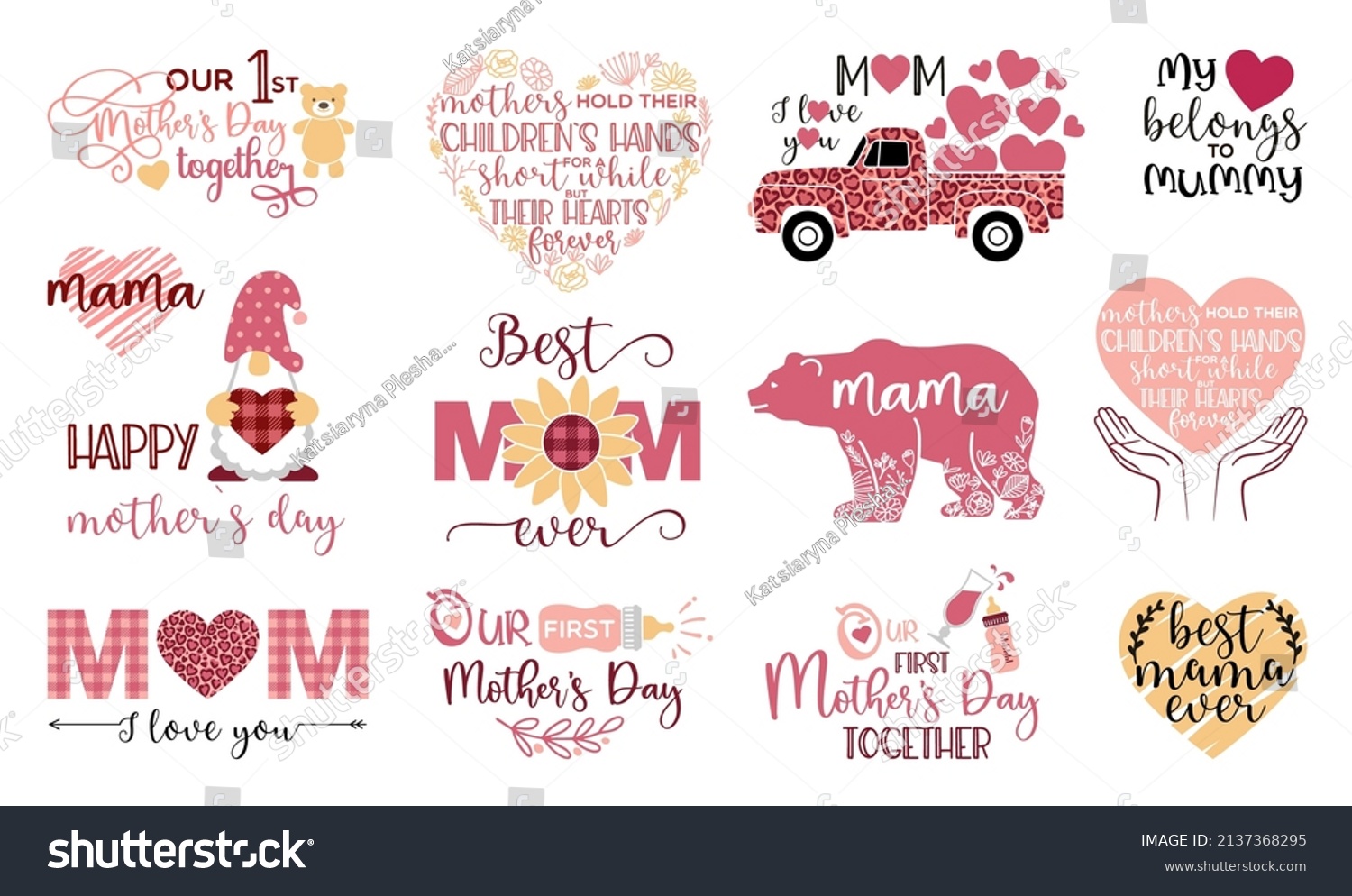 SVG of Mother s Day Vector Set, mothers day quote bundle. Happy Mothers Day. Best Mom ever. I love you mom. Calligraphic decorative lettering for gift tag design svg