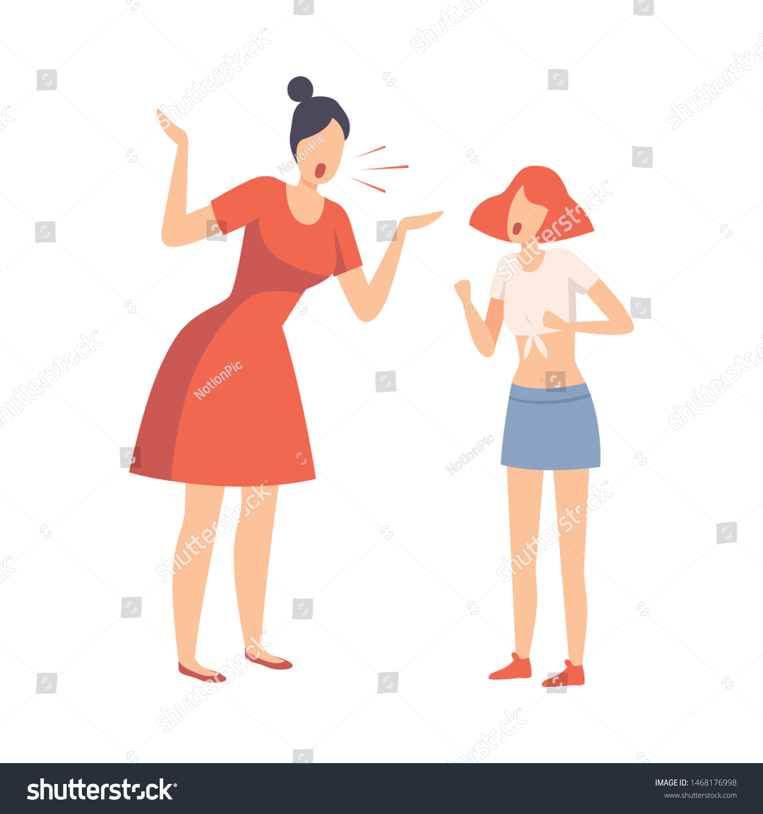 Mother Scolding Her Teenager Daughter Conflict Stock Vector Royalty Free 1468176998 Shutterstock 