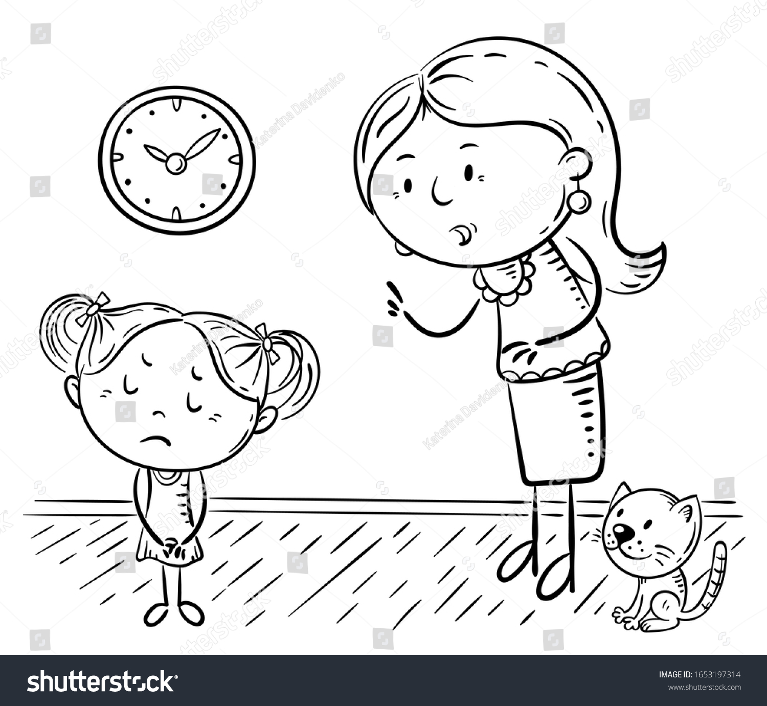 Mother Scolding Her Upset Daughter Vector Stock Vector Royalty Free 1653197314 Shutterstock 