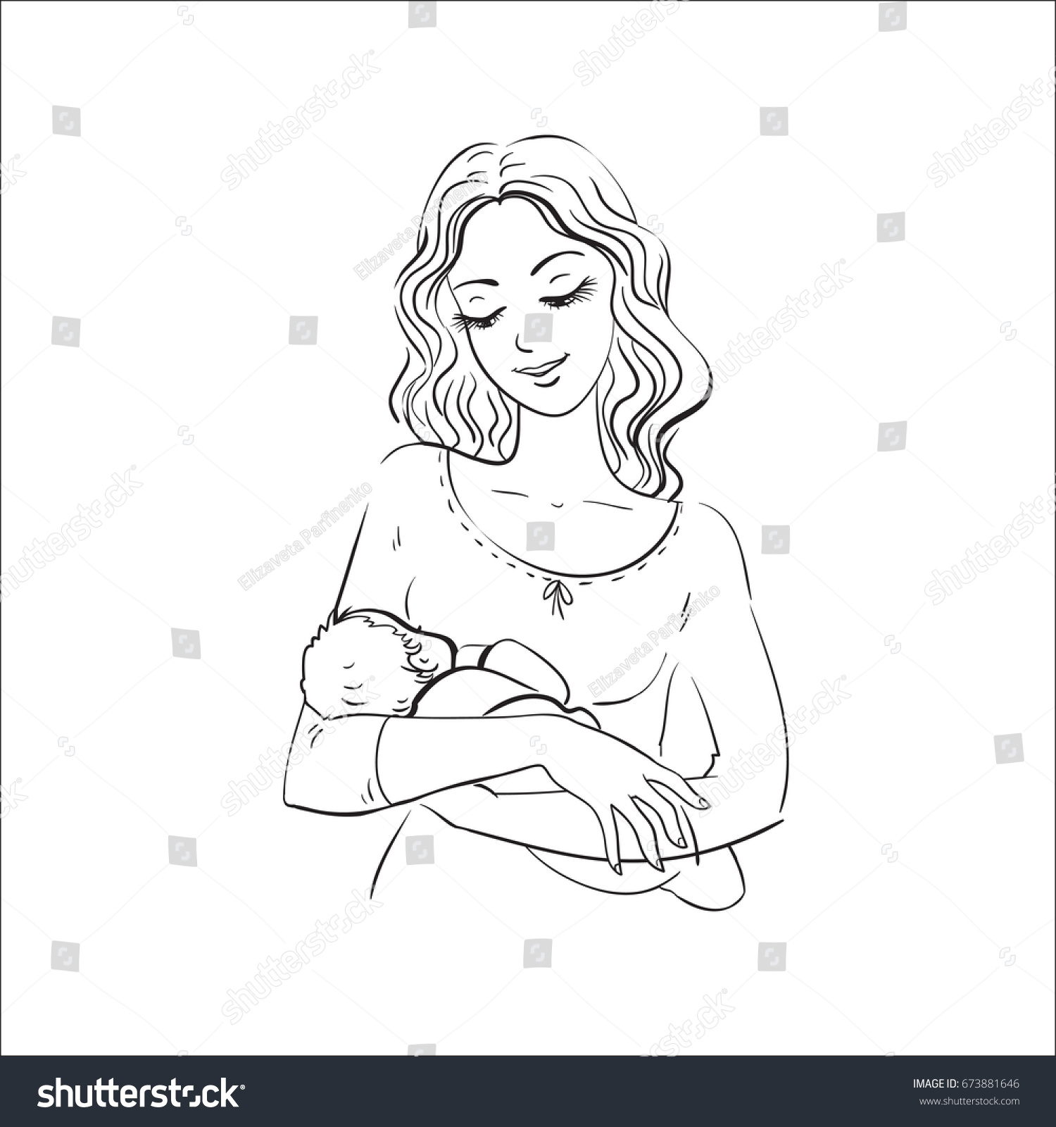 Mother Silhouette Her Baby Card Happy Stock Vector (Royalty Free ...