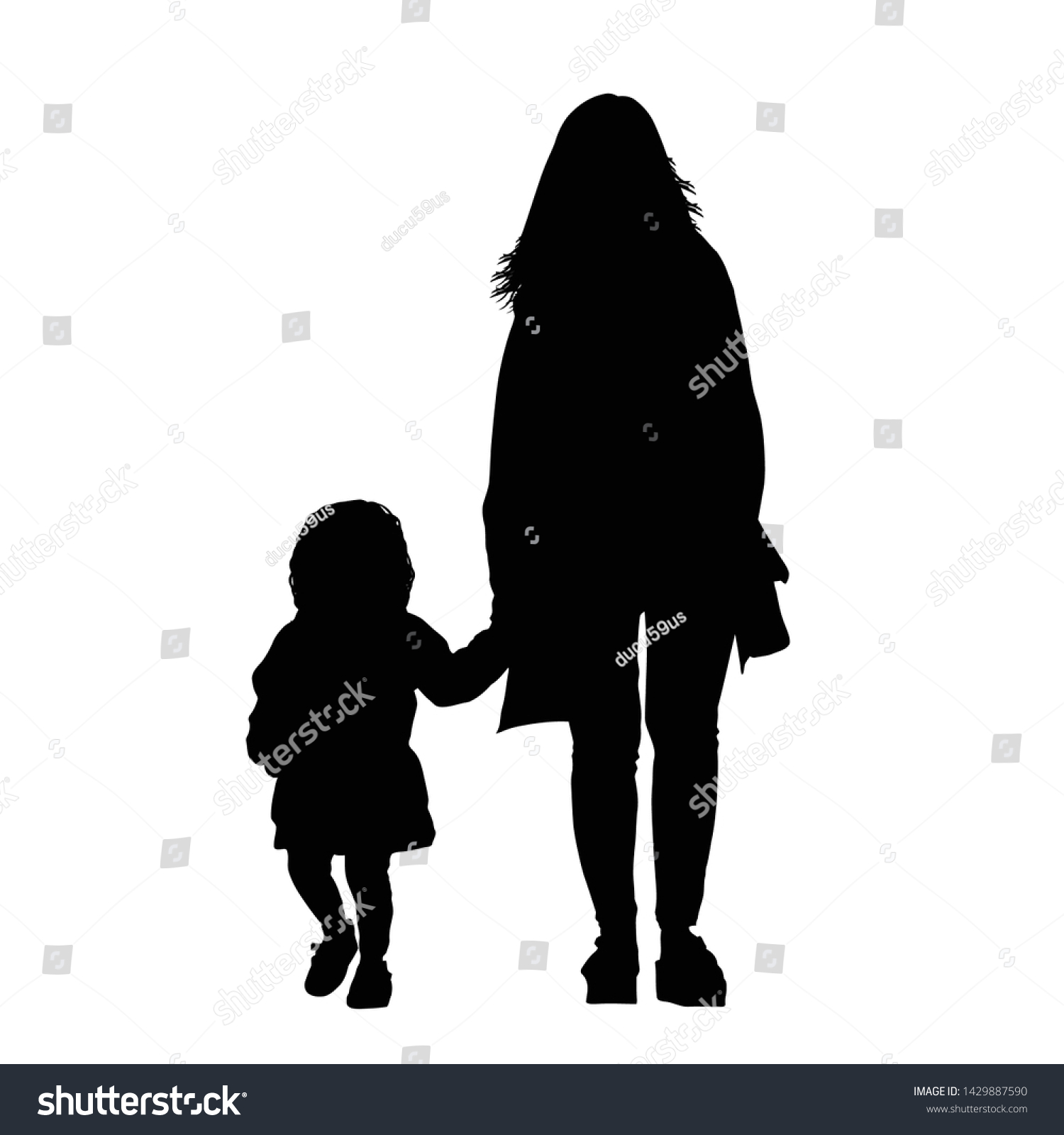 Mother Daughter Silhouettes Mom Holds Her Stock Vector Royalty Free