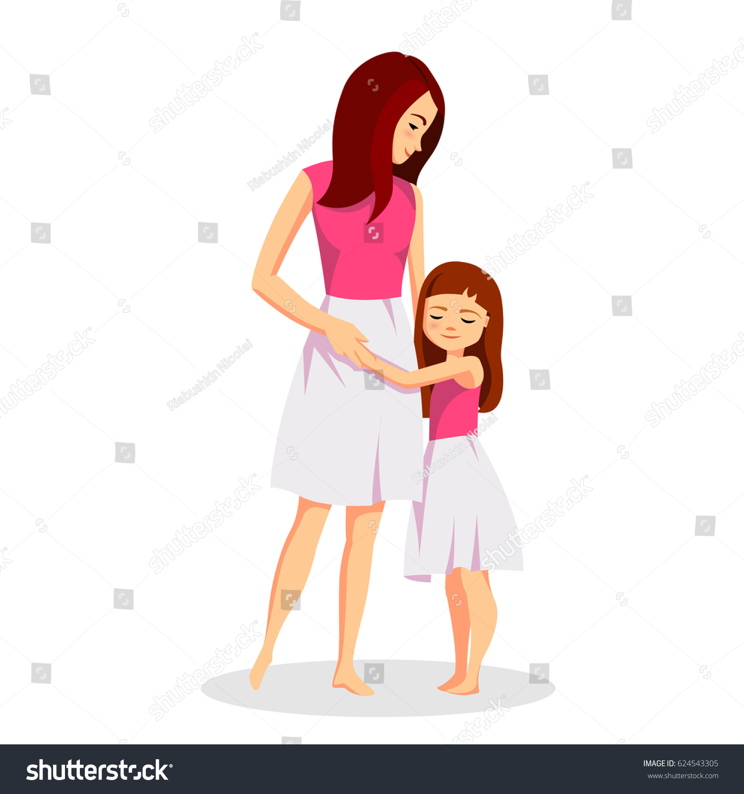 Mother Daughter Vector Illustration Vetor Stock Livre De Direitos 624543305 Shutterstock 1868