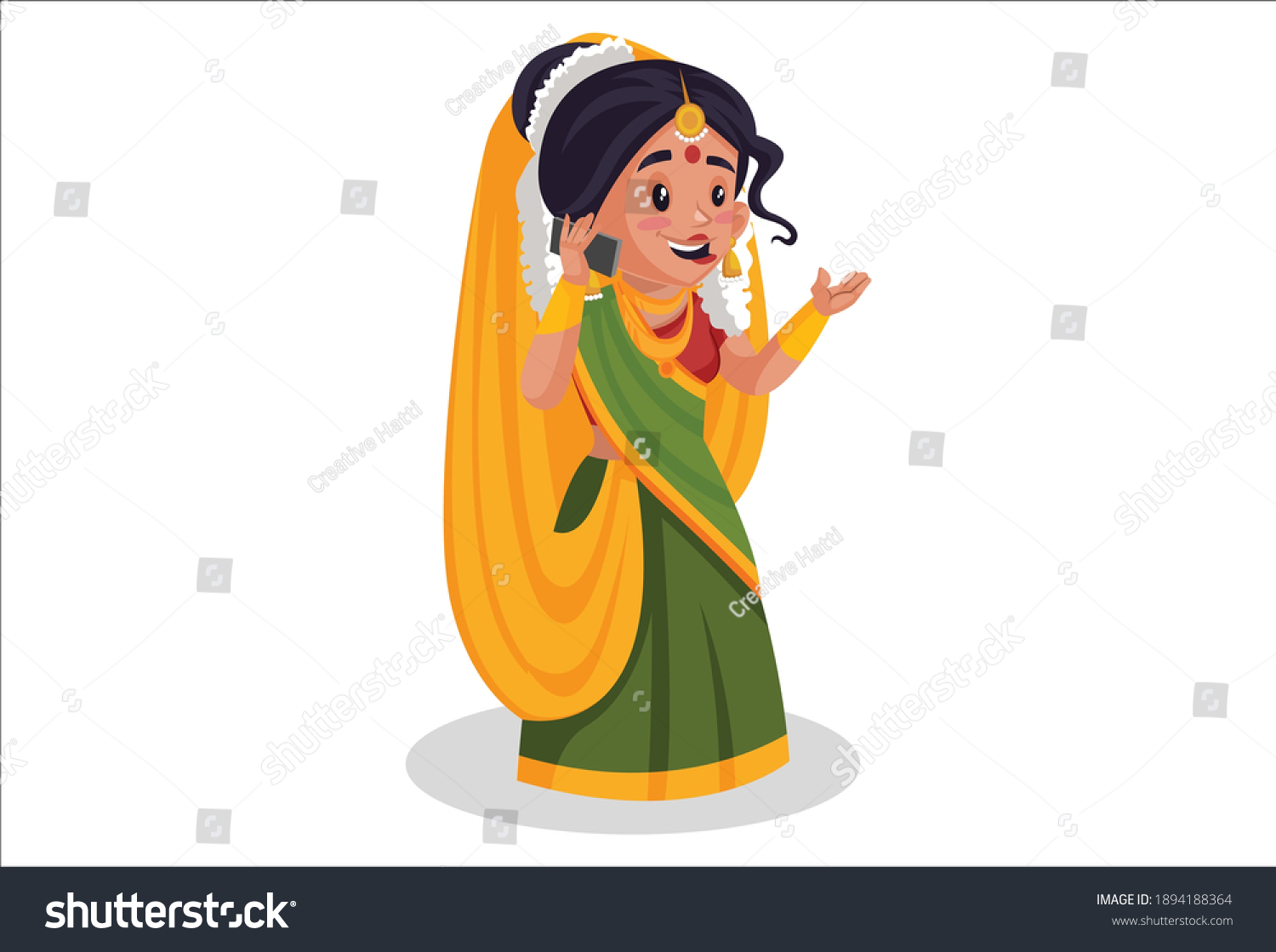 Mother Yashoda Talking On Mobile Phone Stock Vector (Royalty Free ...