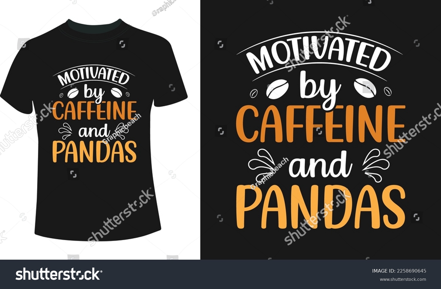 SVG of Motivated by caffeine and pandas typography t-shirt design svg