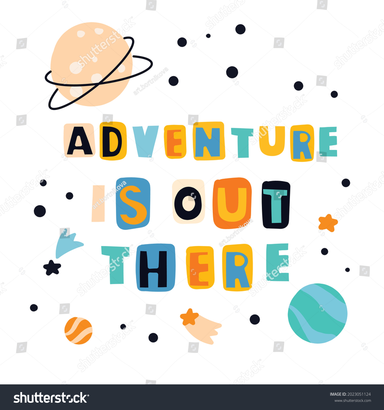 Motivational Phrase Planets Stars Poster Childrens Stock Vector ...