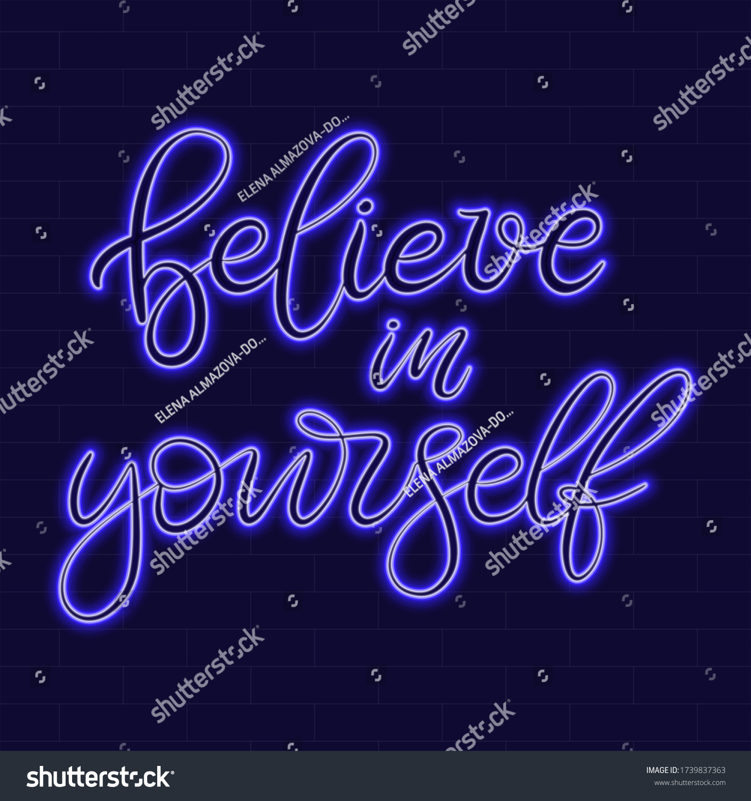 Motivational Quote Believe Yourself Neon Sign เวกเตอร์สต็อก ปลอดค่าลิขสิทธิ์ 1739837363 