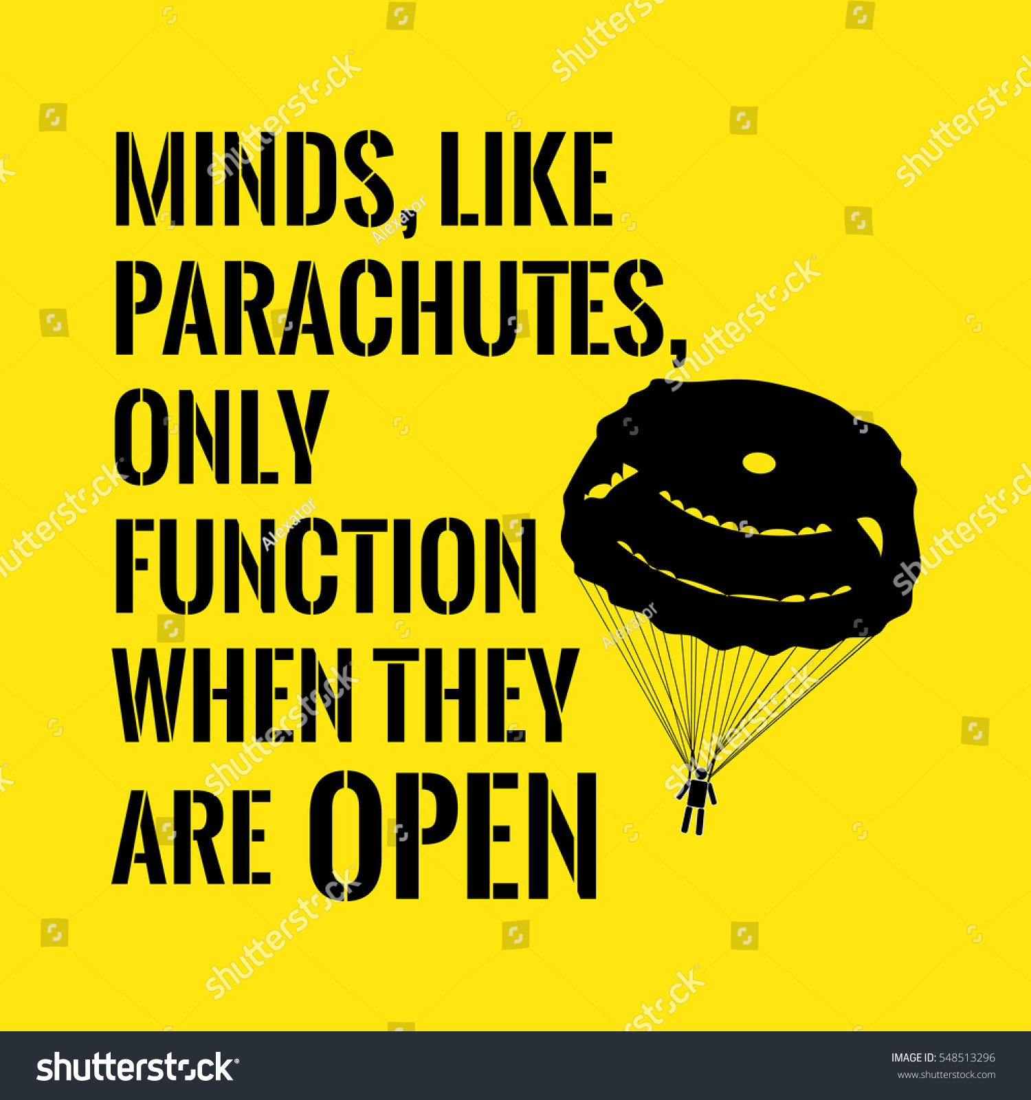 Motivational Quote Minds Like Parachutes Only Stock Vector Royalty