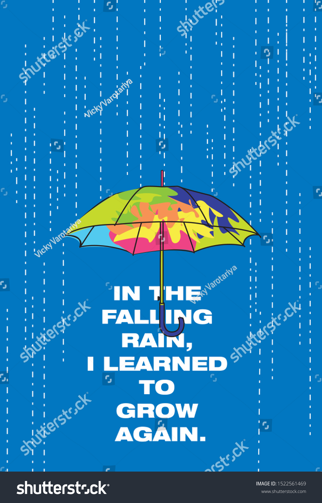 Motivational Quote Colorful Umbrella Quote Positive Stock Vector