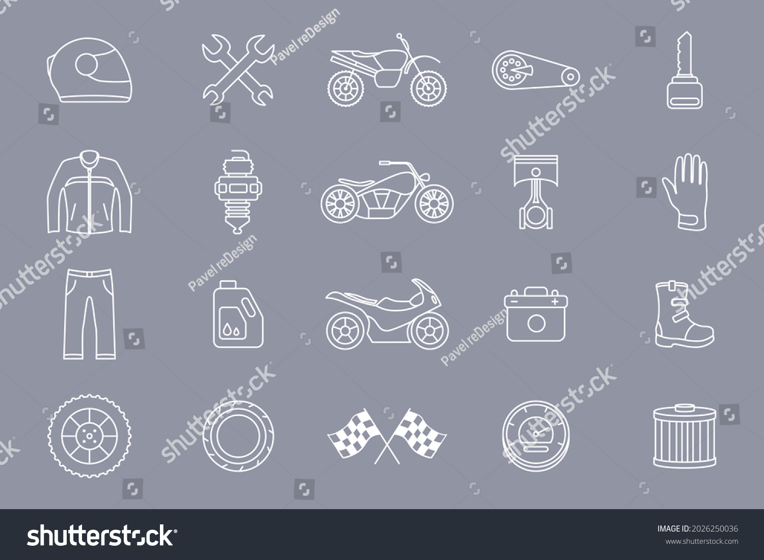 Moto Icons Set Vector Outline Symbols Stock Vector (Royalty Free