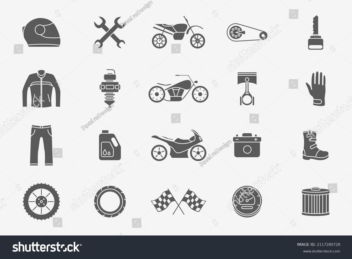 Moto Icons Set Vector Silhouettes Motorcycle Stock Vector Royalty Free