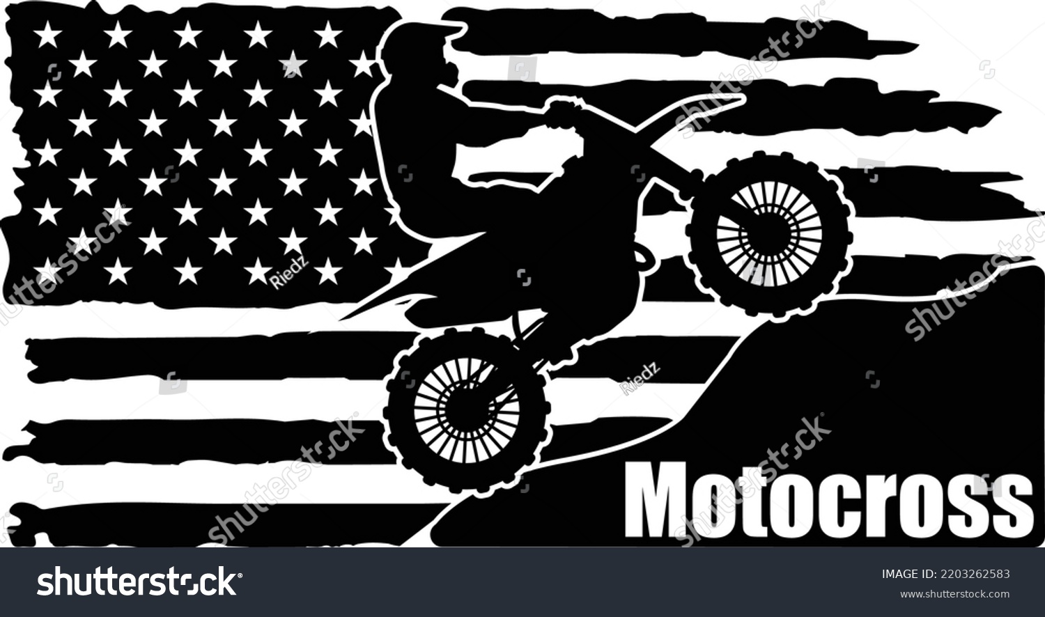 SVG of Motocross Silhouette, Motocross with Gear Background, American Flag Distressed svg
