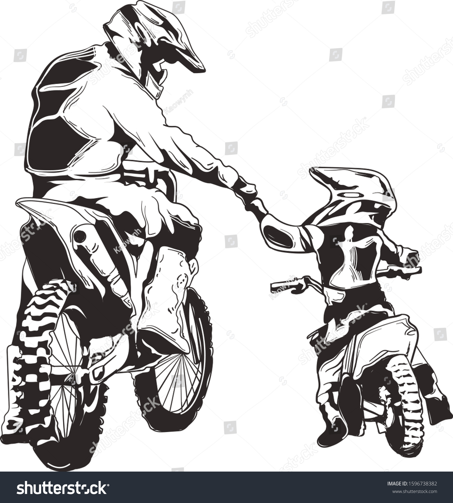 Download Motocross Vector Ink Dad Son Motocross Stock Vector Royalty Free 1596738382