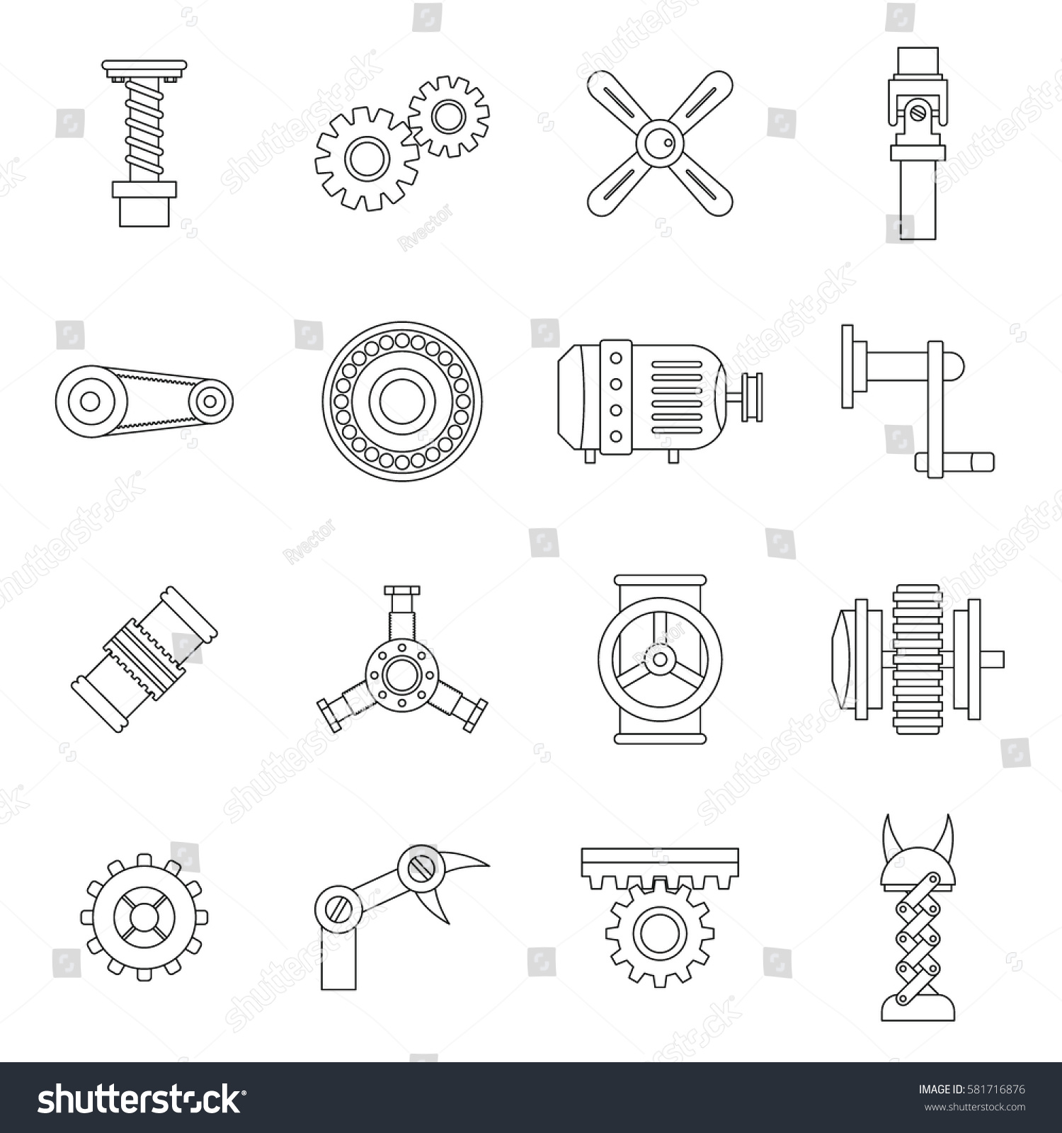 Motor Icons Set Line Illustration 16 Stock Vector 581716876 - Shutterstock