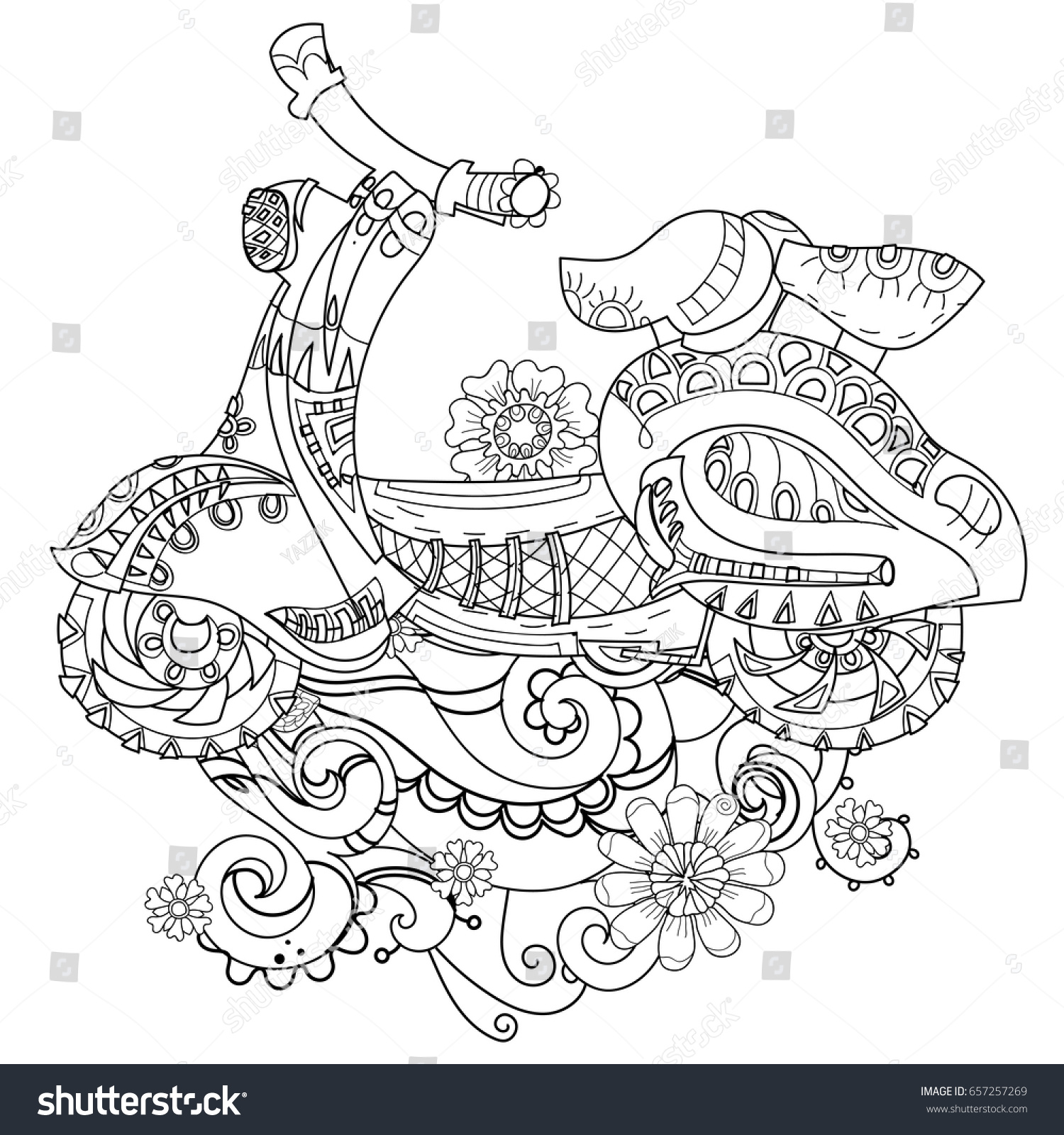 Motor Scooter Doodle Nice Sixties Style Hand Stock Vector Royalty