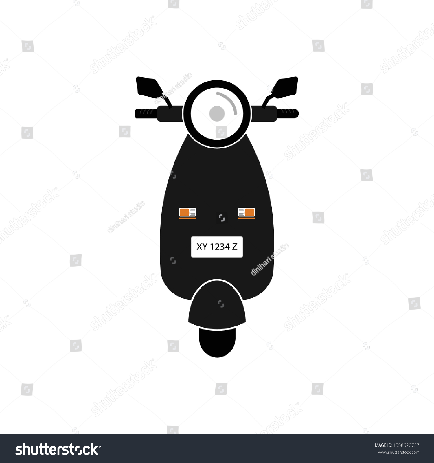 black scooter front view, simple design clip art preview