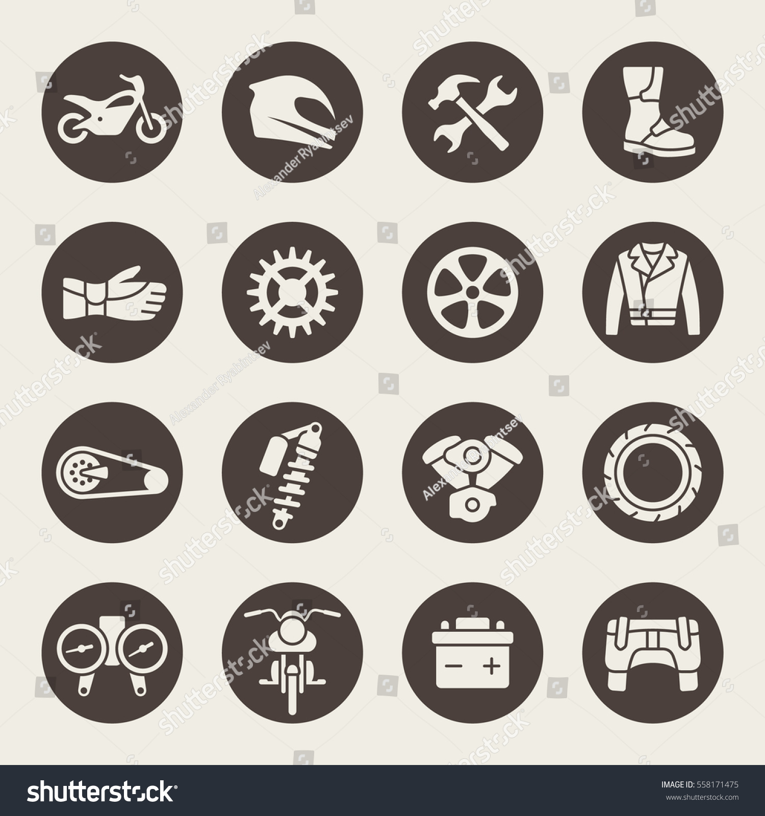 Motorcycle Icon Set Stock Vector (Royalty Free) 558171475 - Shutterstock
