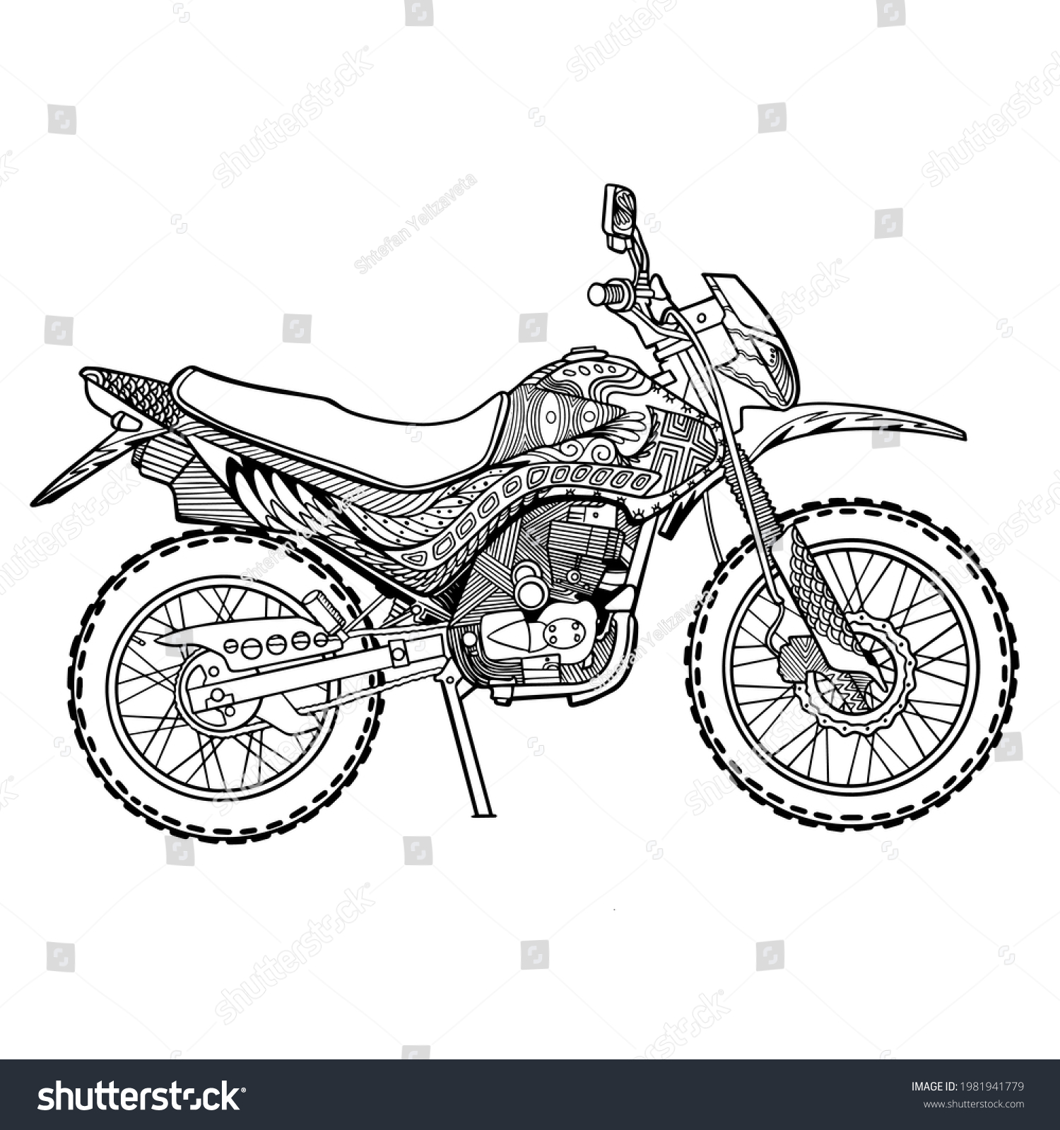 SVG of Motorcycle modern coloring book with small details svg