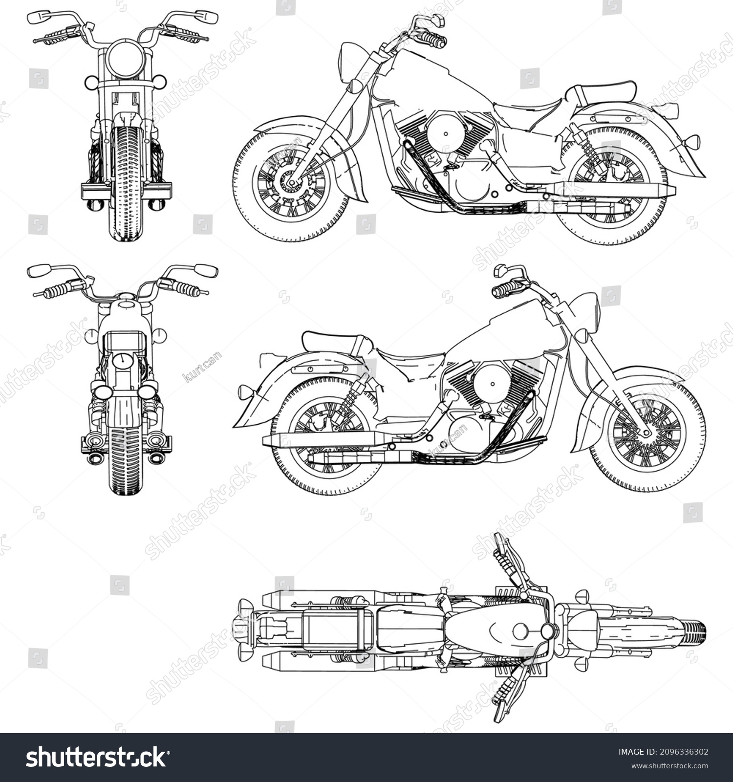 Motorcycle Outline Vector Illustration Motorcycle Template Stock Vector