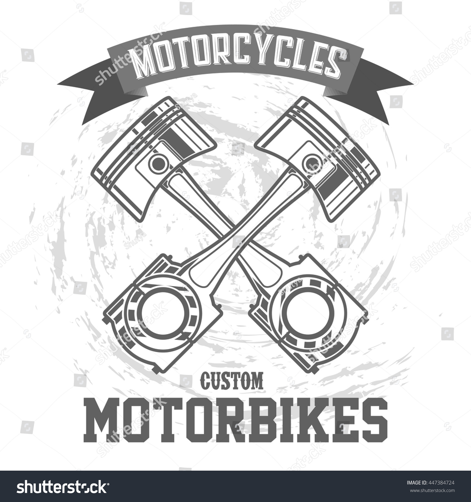 Motorcycle Piston. Motorbike Build And Repair Service Flat Emblem With ...