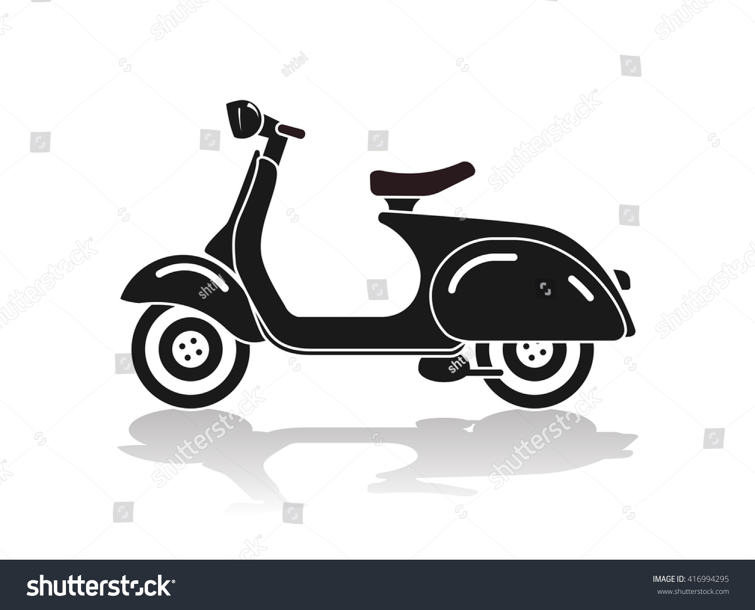 バイク用スクーター黒シルエットバイクアイコンベクターイラスト のベクター画像素材 ロイヤリティフリー