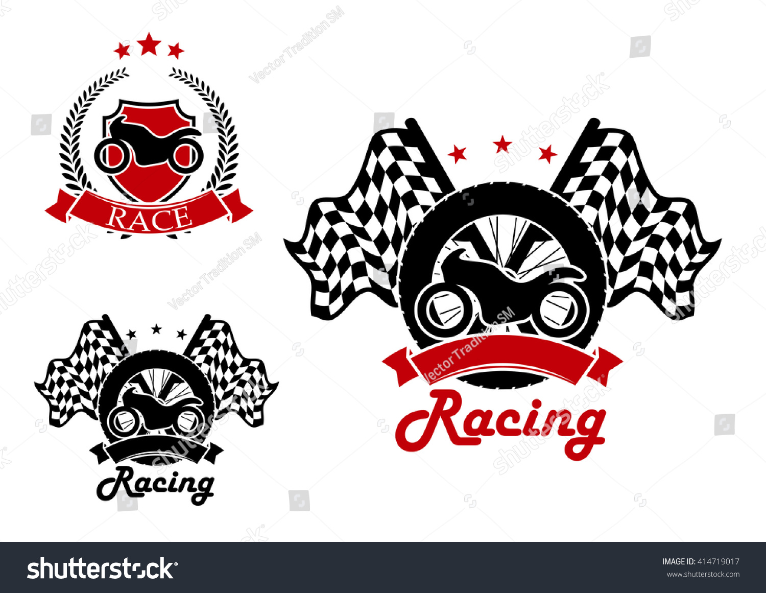 Motorcycle Tire Race Flags On Background Stock Vector (Royalty Free ...