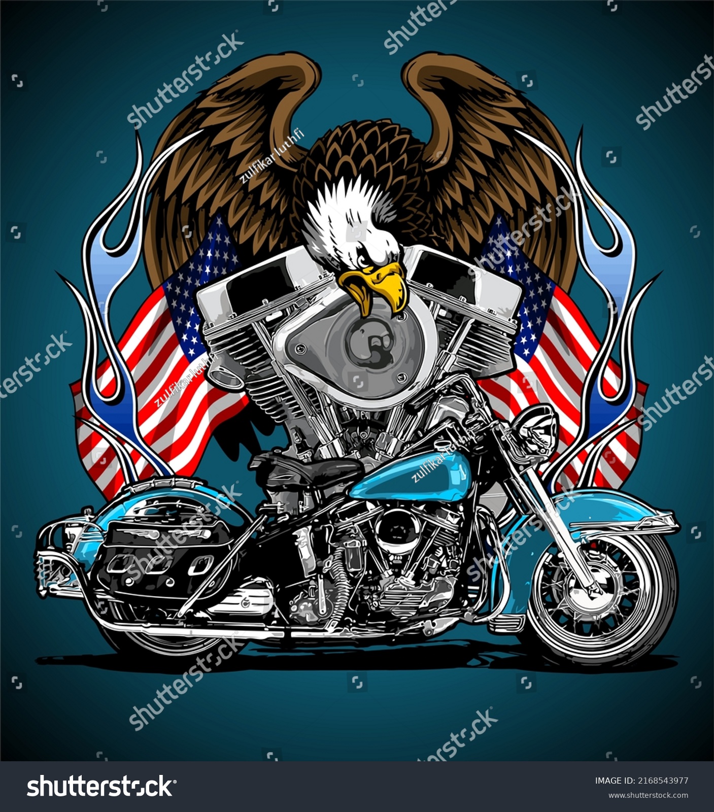 Motorcycles Vtwin Engine Eagle 4 Stock Vector (Royalty Free) 2168543977 ...