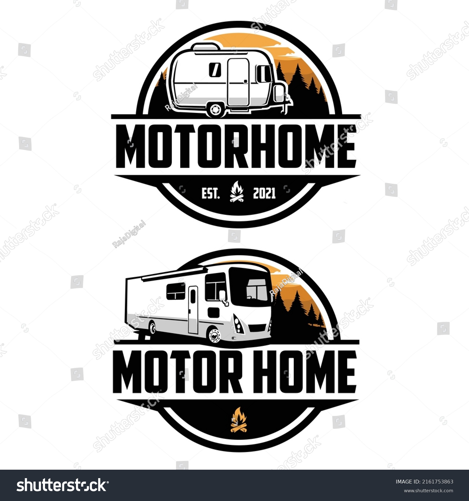 Motorhome Caravan Trailer Rv Circle Emblem Stock Vector (Royalty Free ...