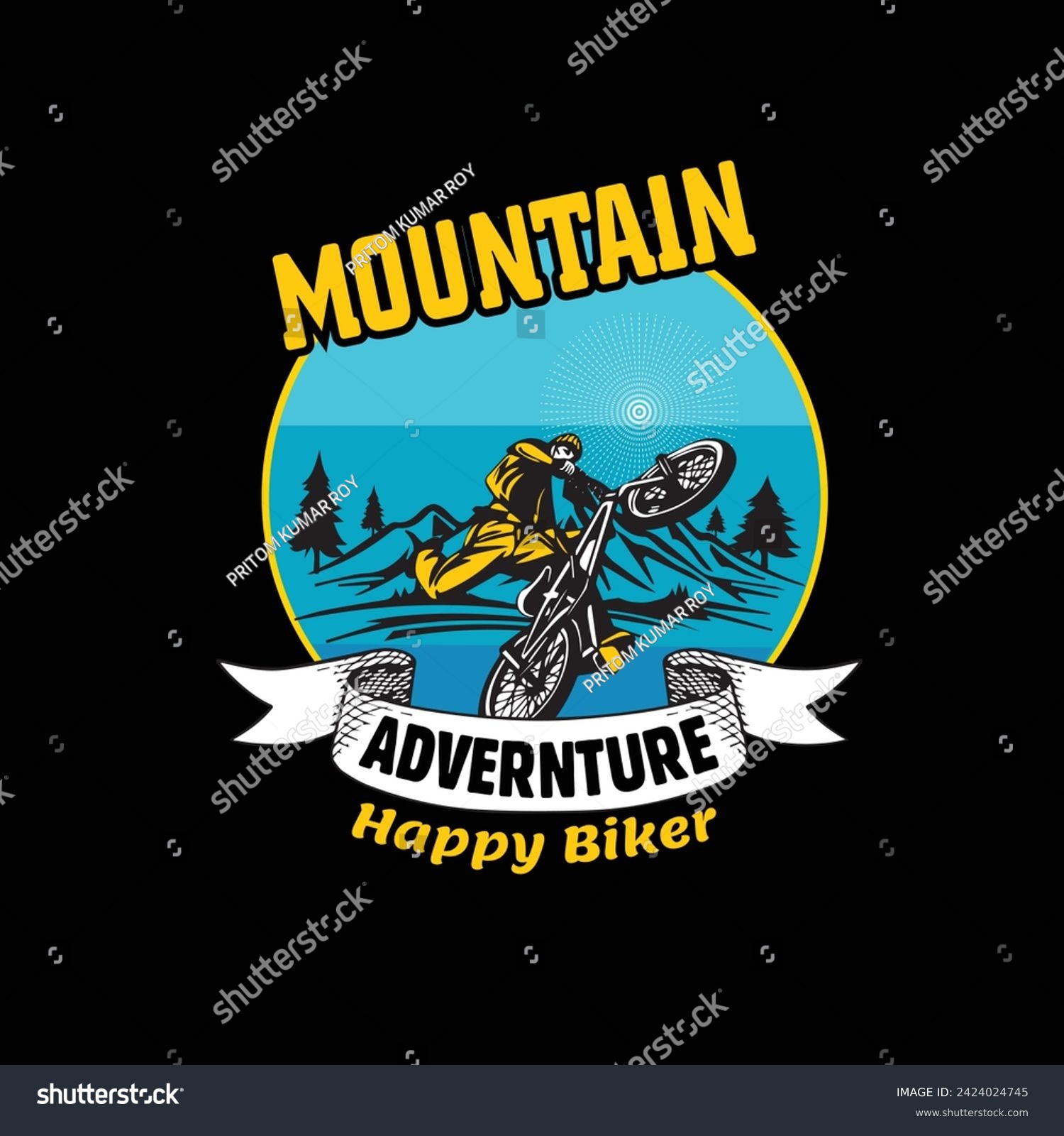 SVG of Mountain advernture happy biker t shirt Logo design svg